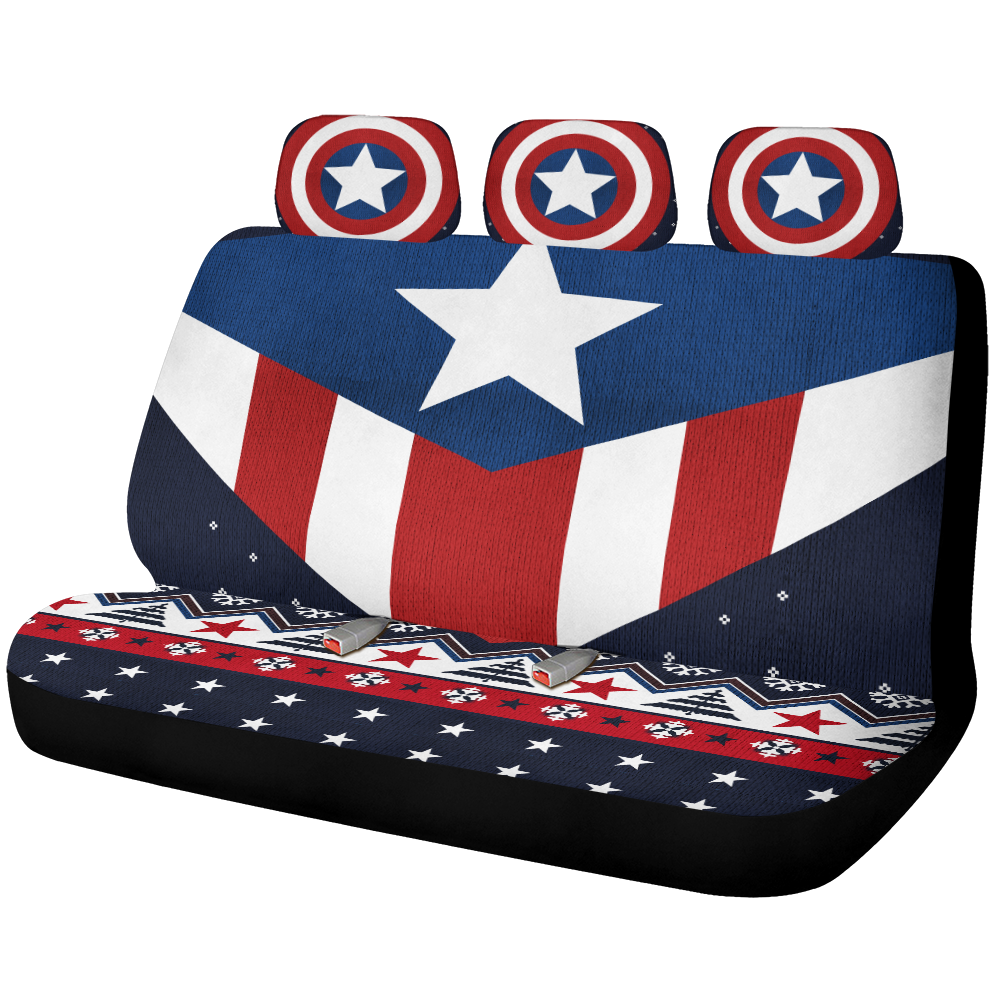 Captain America Christmas Car Back Seat Covers Decor Protectors Nearkii