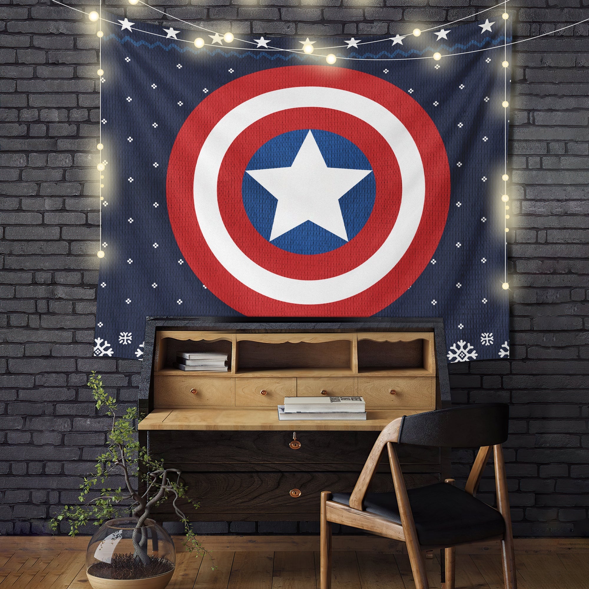 Captain America Christmas Tapestry Room Decor Nearkii