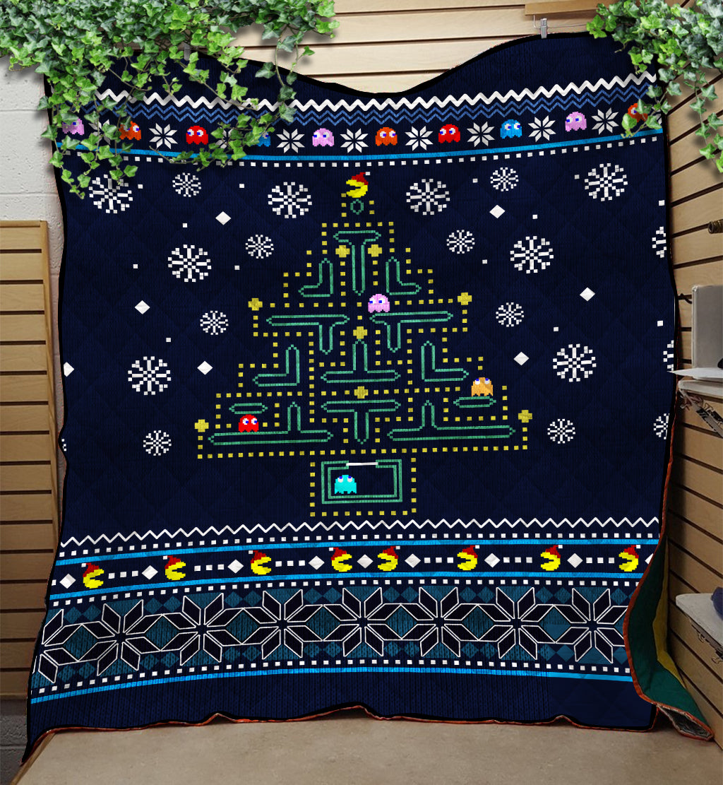 Christmas Tree Pacman Quilt Blanket Nearkii