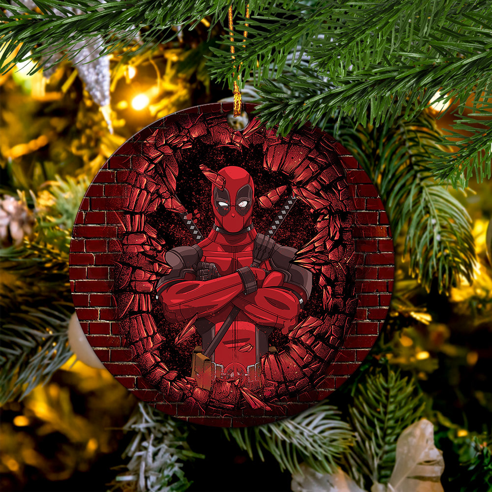 Deadpool Break Wall Wood Ornament Perfect Gift For Holiday Nearkii