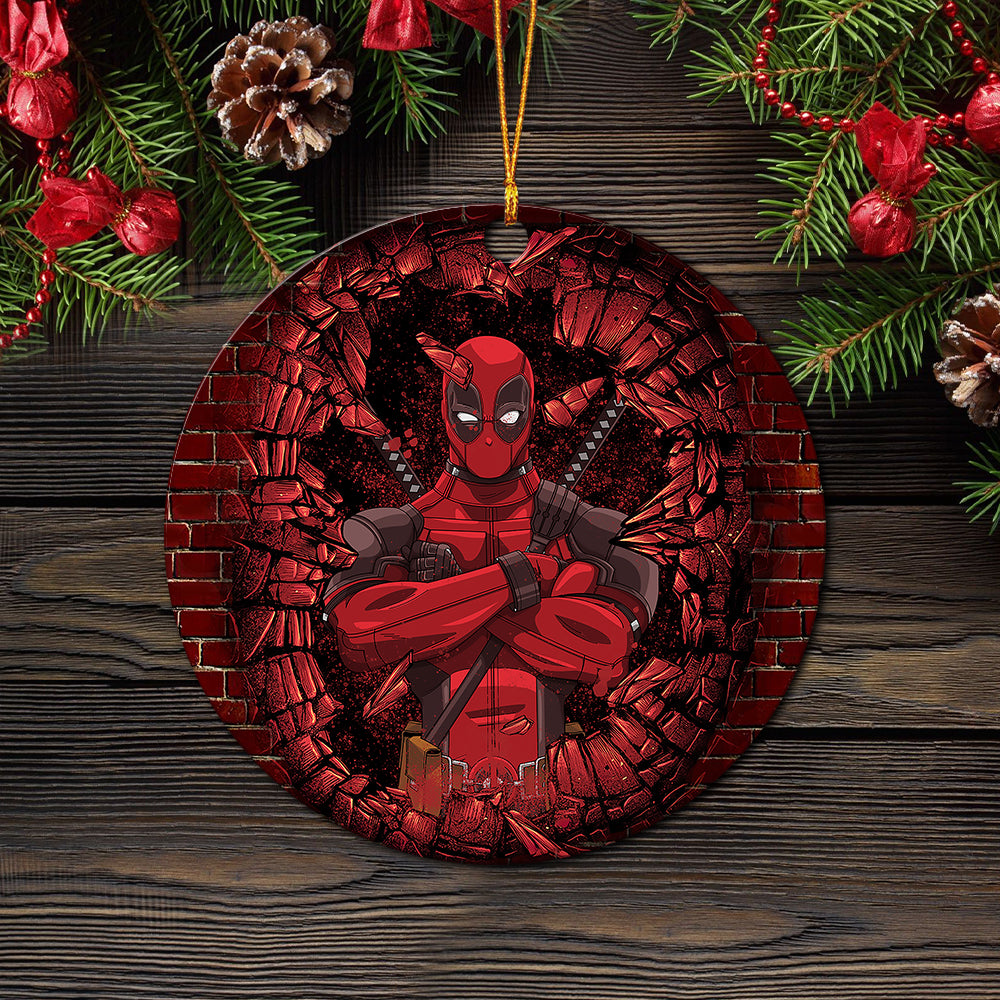 Deadpool Break Wall Wood Ornament Perfect Gift For Holiday Nearkii