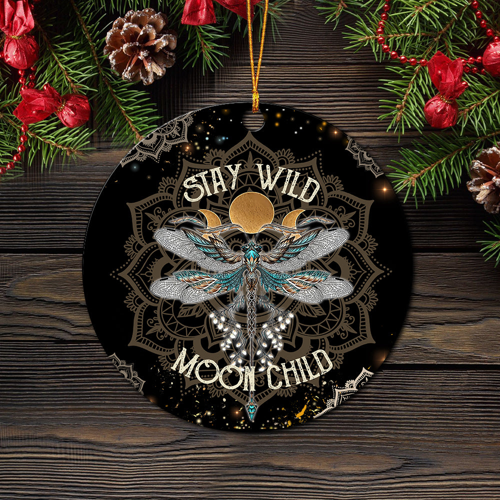 Dragonfly Stay Wild Moon Child Mica Ornament Perfect Gift For Holiday Nearkii