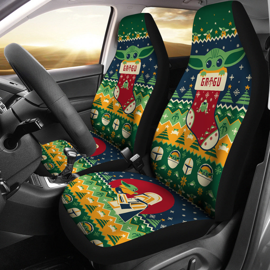 Baby Yoda Christmas Premium Custom Car Seat Covers Decor Protectors Nearkii