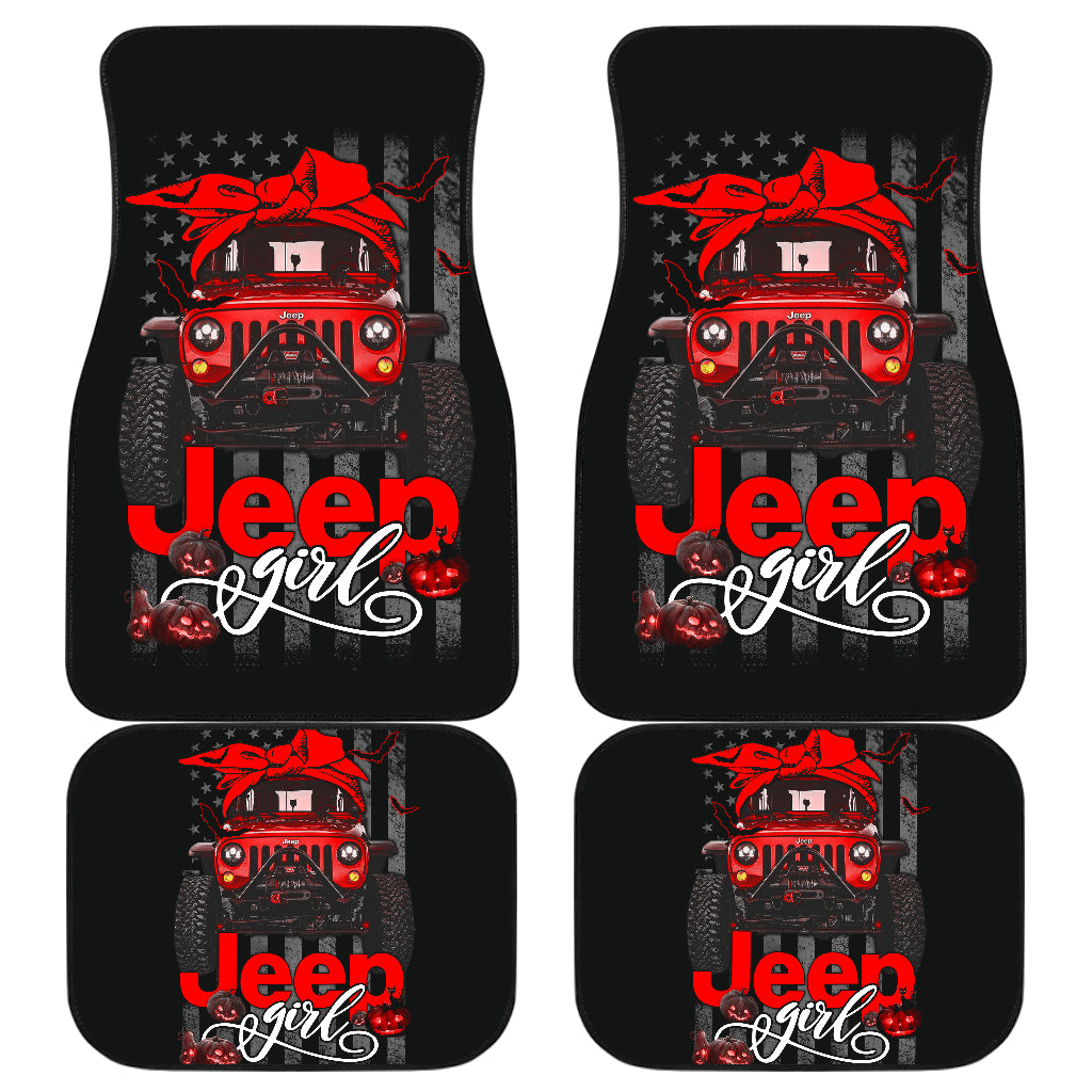 Halloween American Flag Red Jeep Girl Car Floor Mats Car Accessories Nearkii