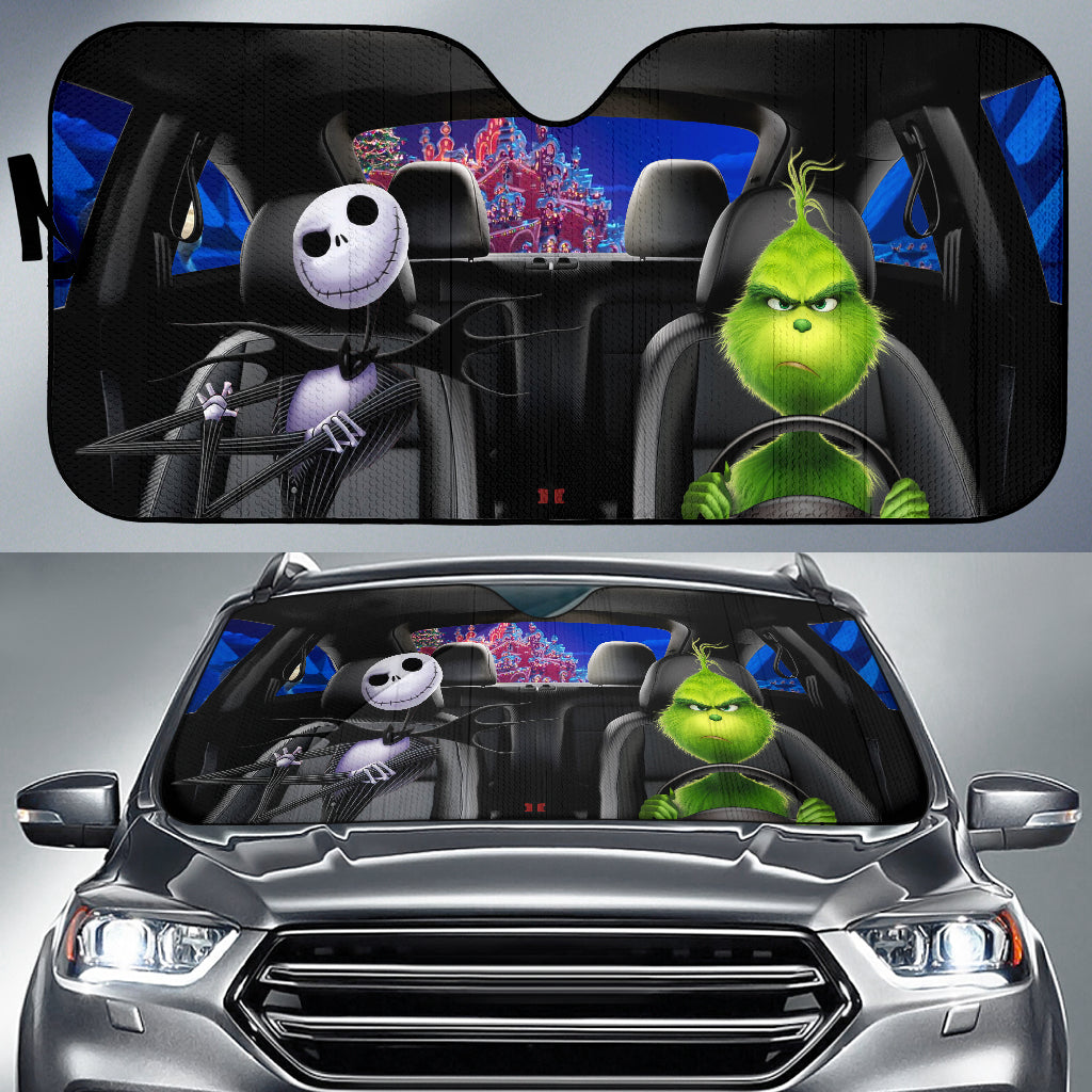 Jack And Grinch Driving Car Auto Sunshades Nearkii