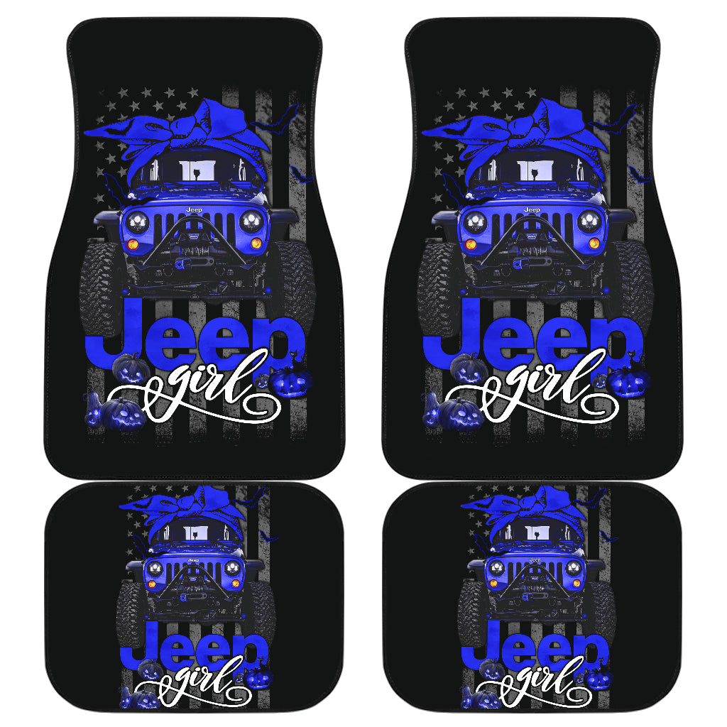 Halloween American Flag Dark Blue Jeep Girl Car Floor Mats Car Accessories Nearkii