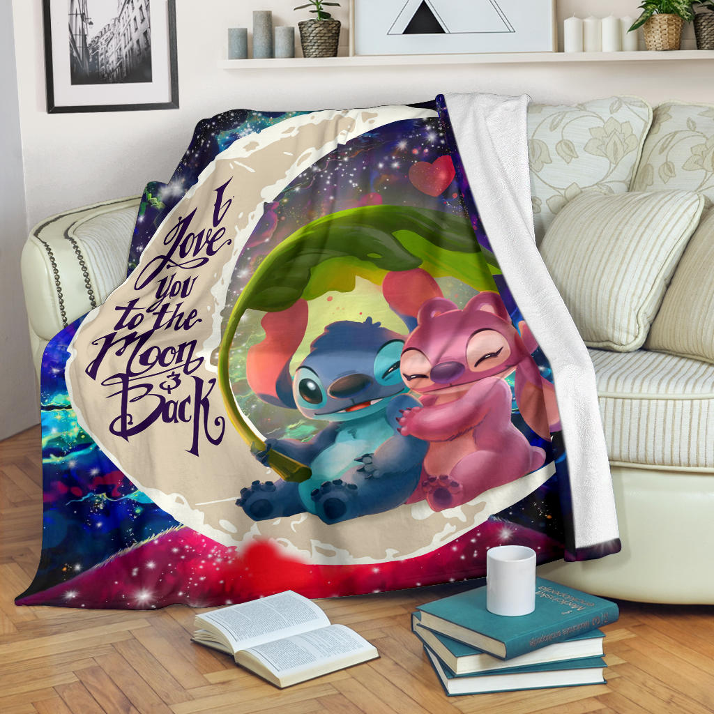 Stitch Angel Love You To The Moon Galaxy Blanket Nearkii