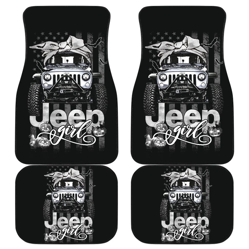 Halloween American Flag White Jeep Girl Car Floor Mats Car Accessories Nearkii