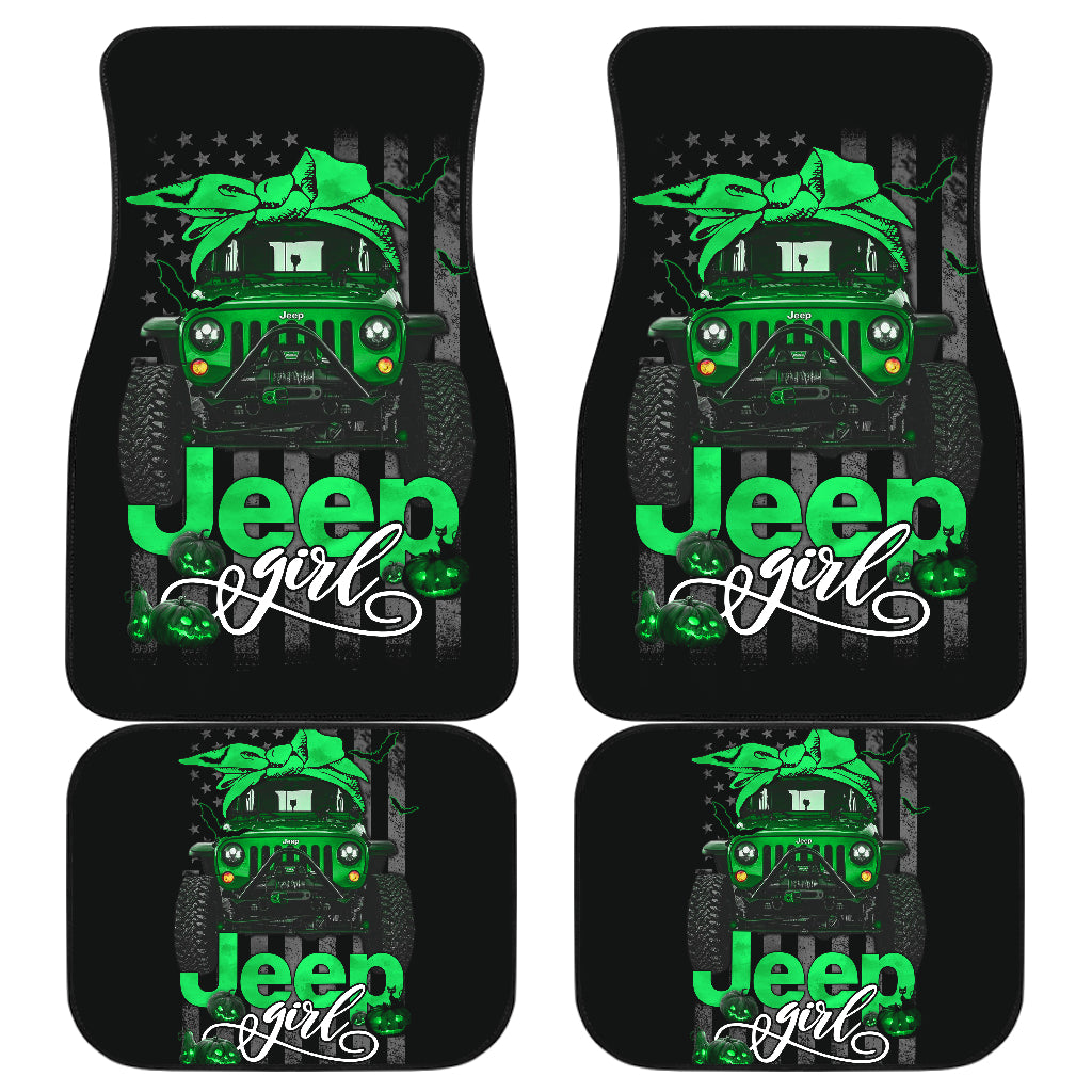 Halloween American Flag Dark Green Jeep Girl Car Floor Mats Car Accessories Nearkii