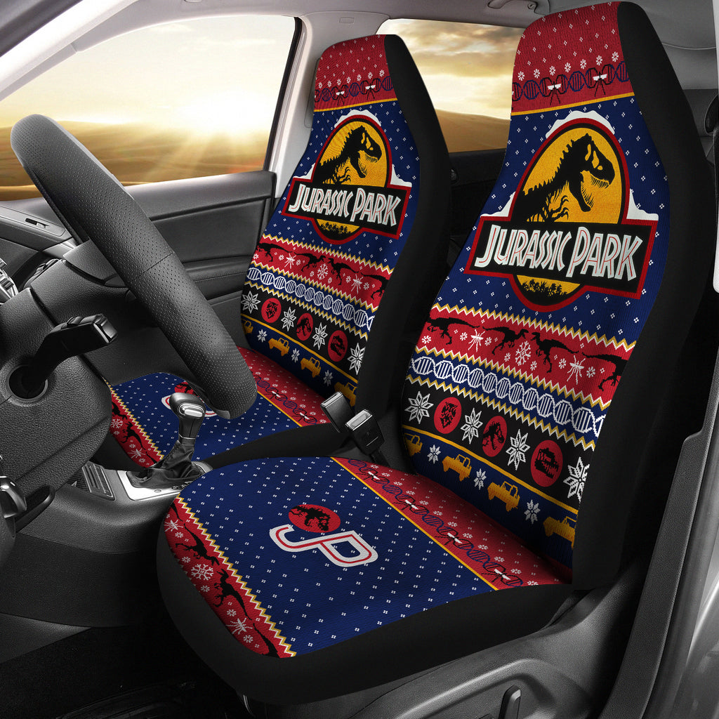 Jurassic Park Christmas Premium Custom Car Seat Covers Decor Protectors Nearkii