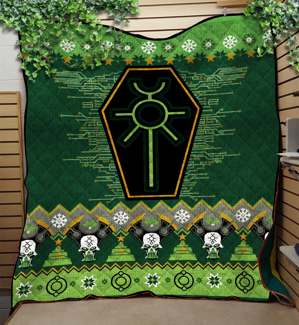 Warhammer 40k Green Christmas Quilt Blanket Nearkii