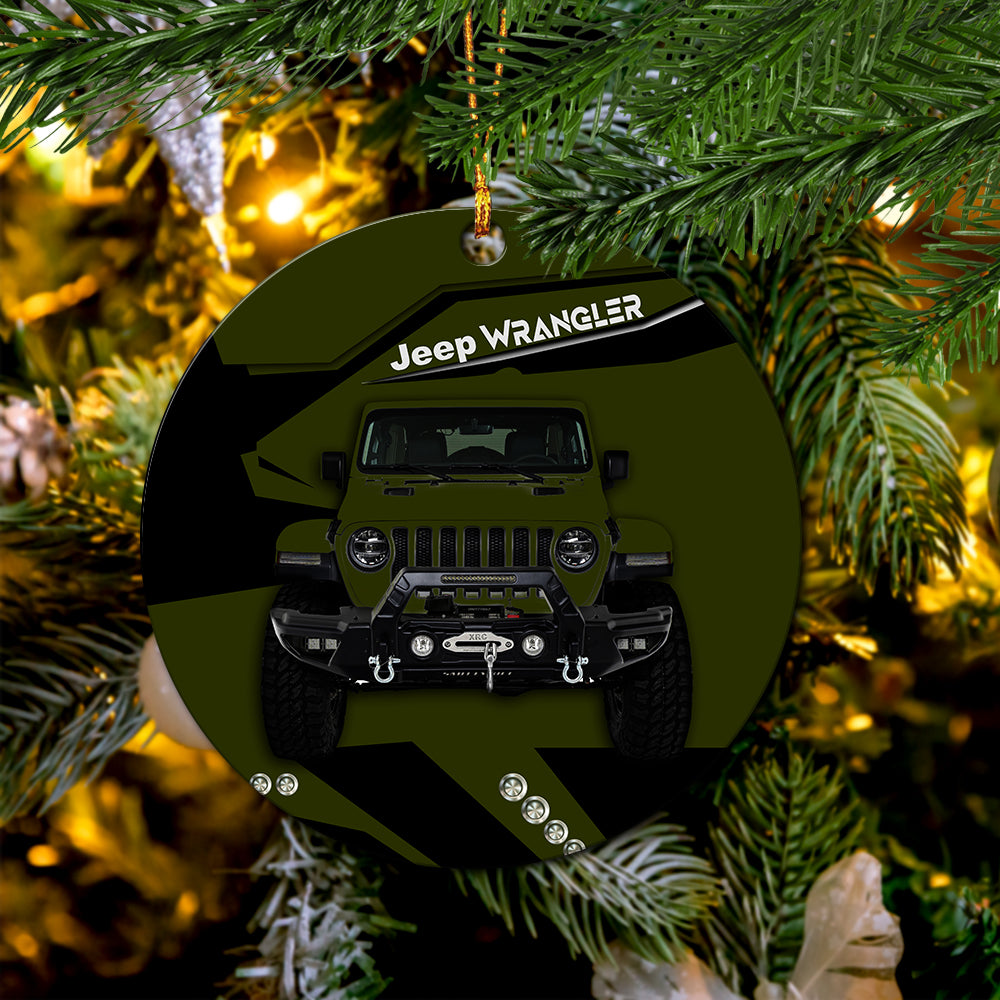 Green Jeep Mica Ornament Perfect Gift For Holiday Nearkii