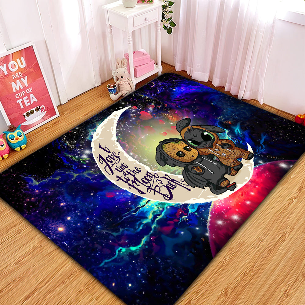 Groot And Toothless Love You To The Moon Galaxy Rug Carpet Rug Home Room Decor Nearkii