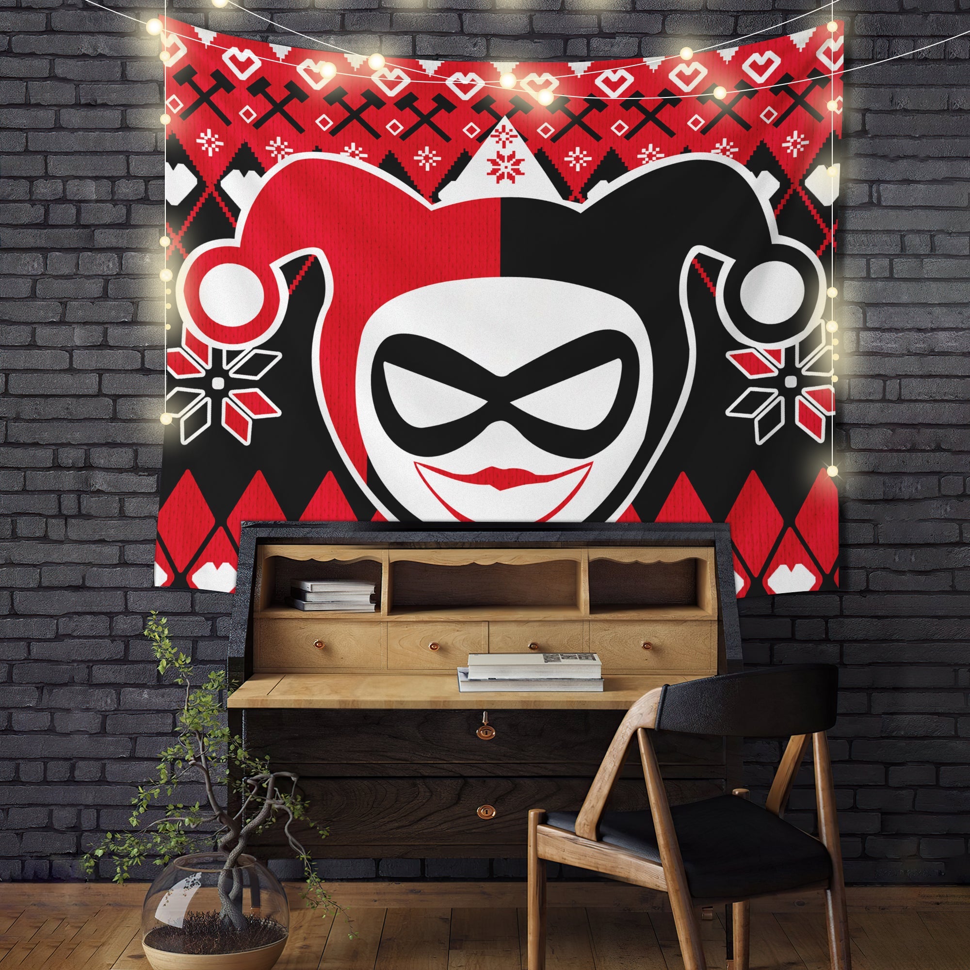 Harley Quinn Christmas Tapestry Room Decor Nearkii