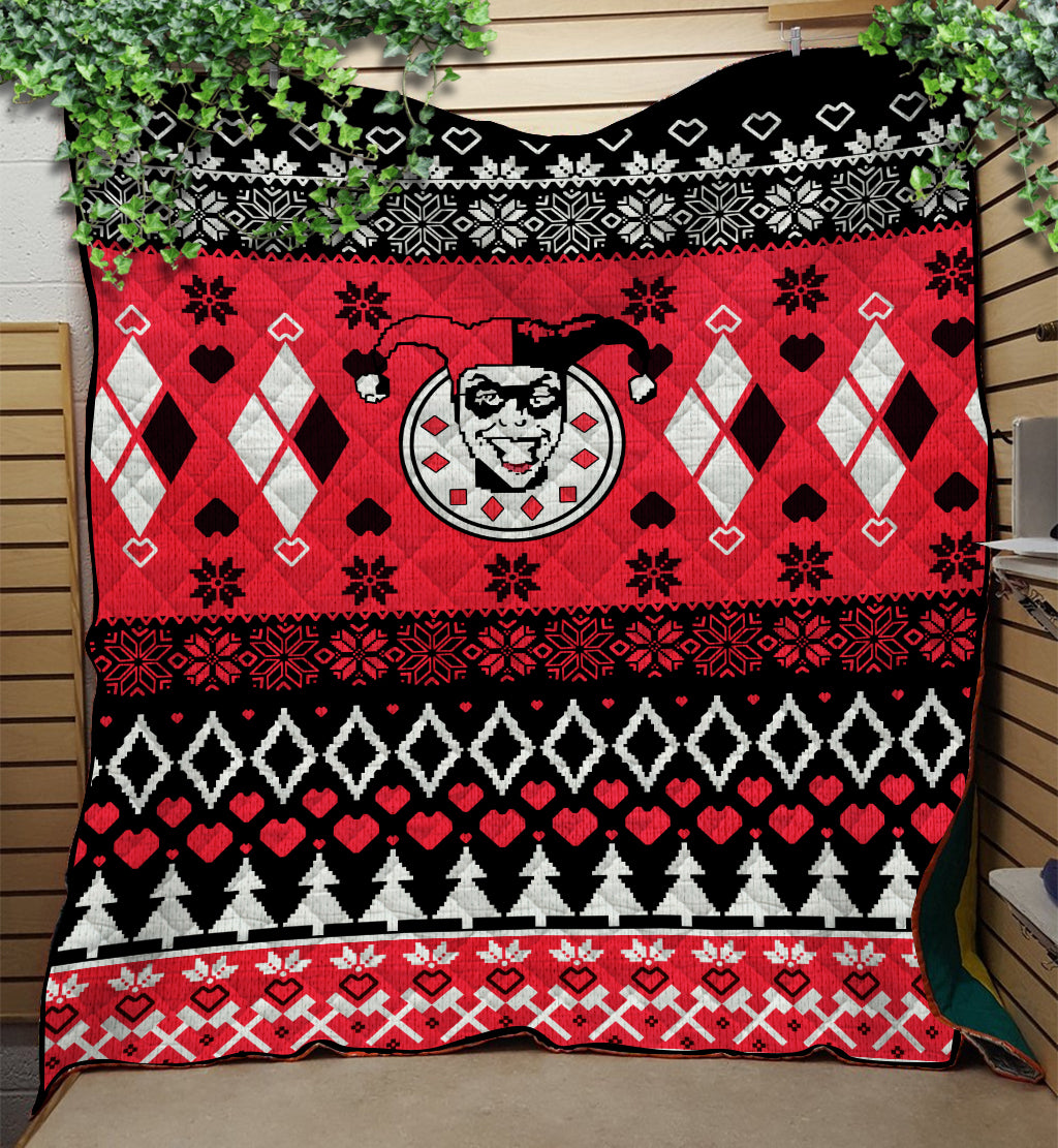 Harley Quinn Christmas Style Quilt Blanket Nearkii
