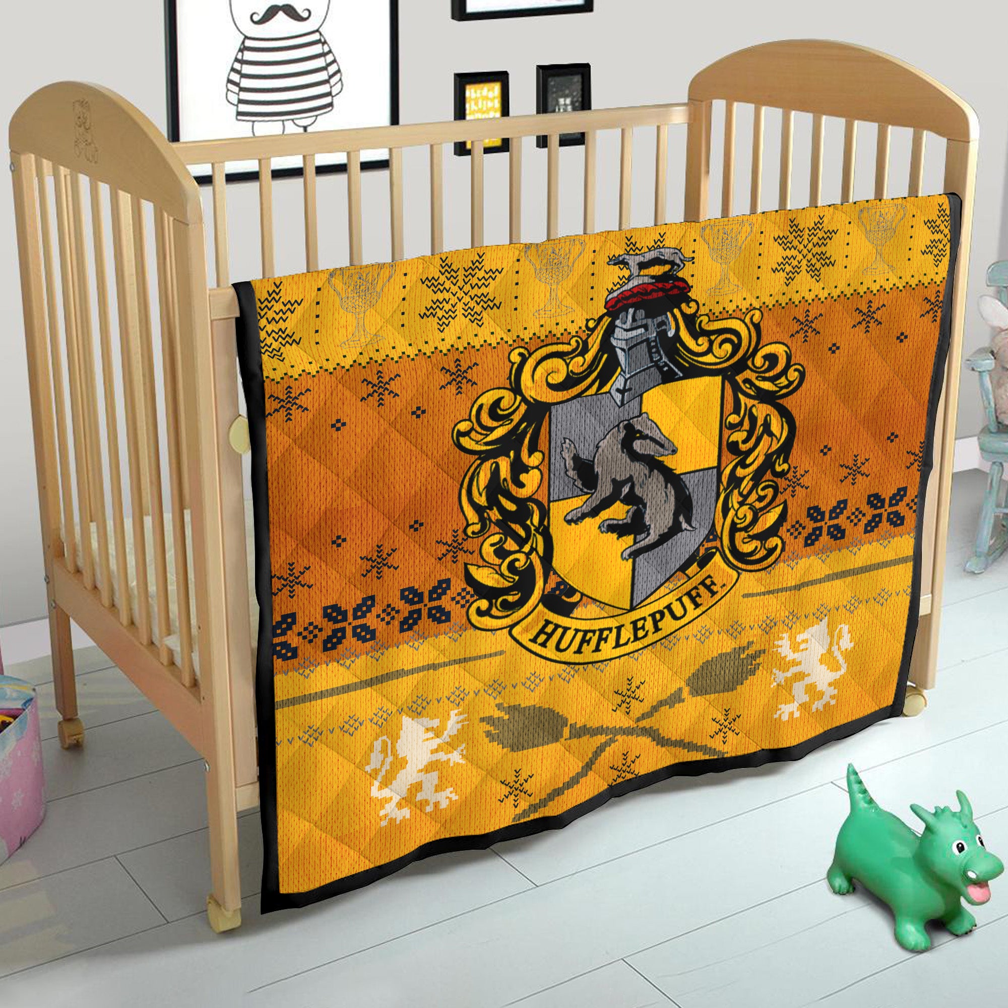 Hufflepuff Harry Potter Yellow Christmas Quilt Blanket Nearkii