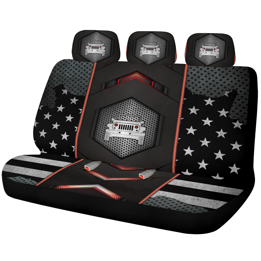 Jeep Iron Style US Flag Car Back Seat Covers Decor Protectors Nearkii