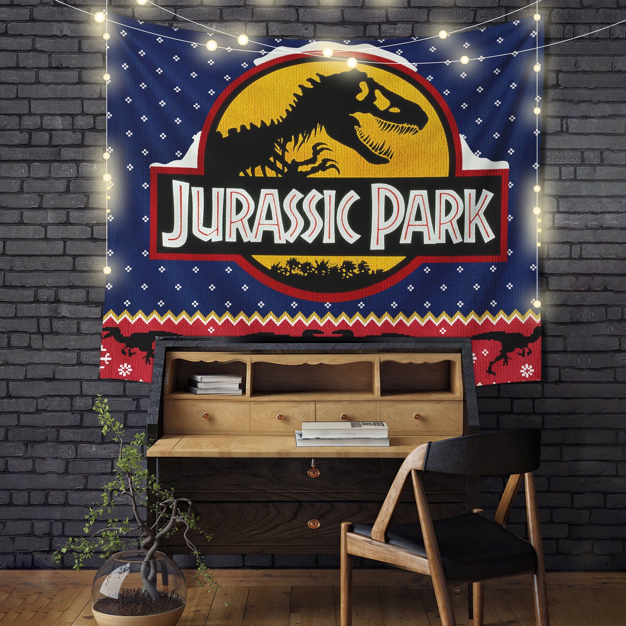 Jurassic Park Christmas Tapestry Room Decor Nearkii