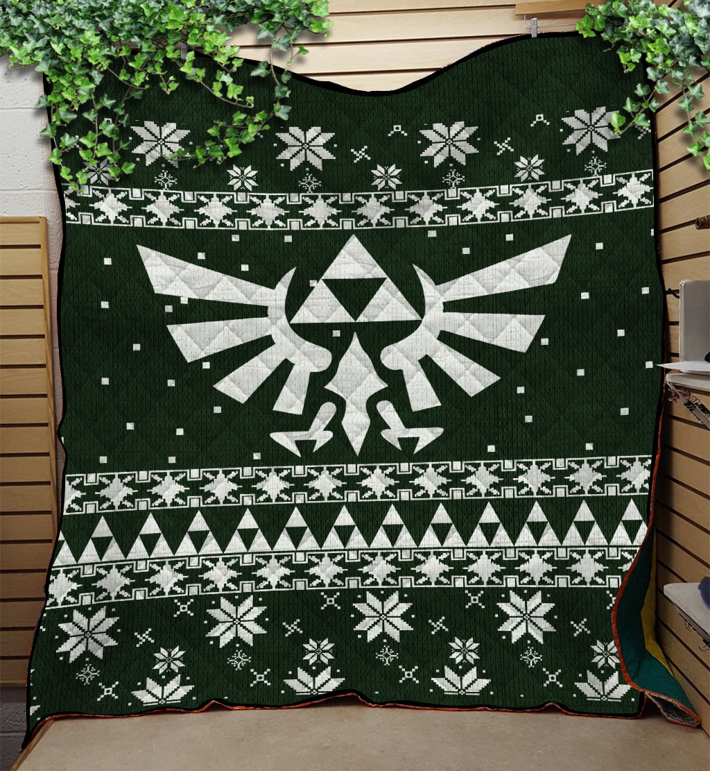 Legend Of Zelda Christmas Green Quilt Blanket Nearkii
