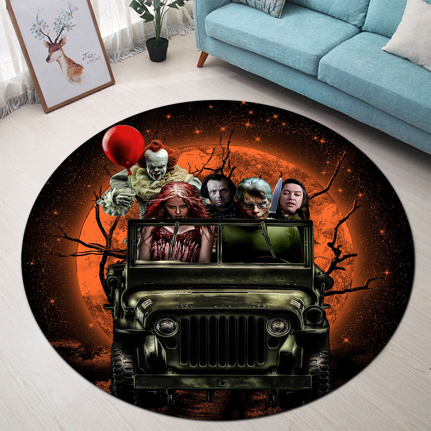 Pennywise And Friends Moonlight Halloween Round Carpet Rug Bedroom Livingroom Home Decor Nearkii