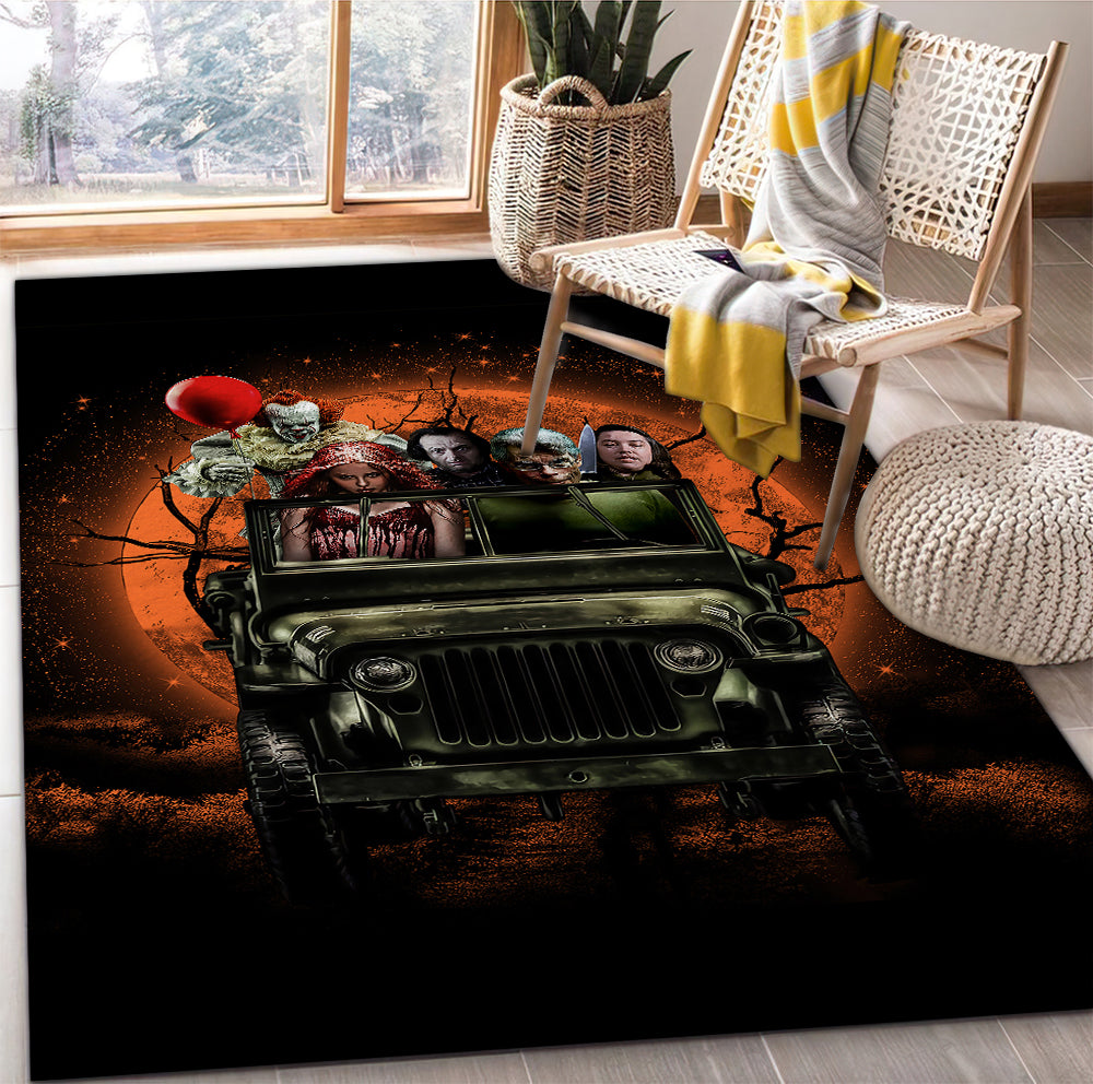 Pennywise And Friends Ride Jeep Funny Anime Moonlight Rug Carpet Rug Home Room Decor Nearkii