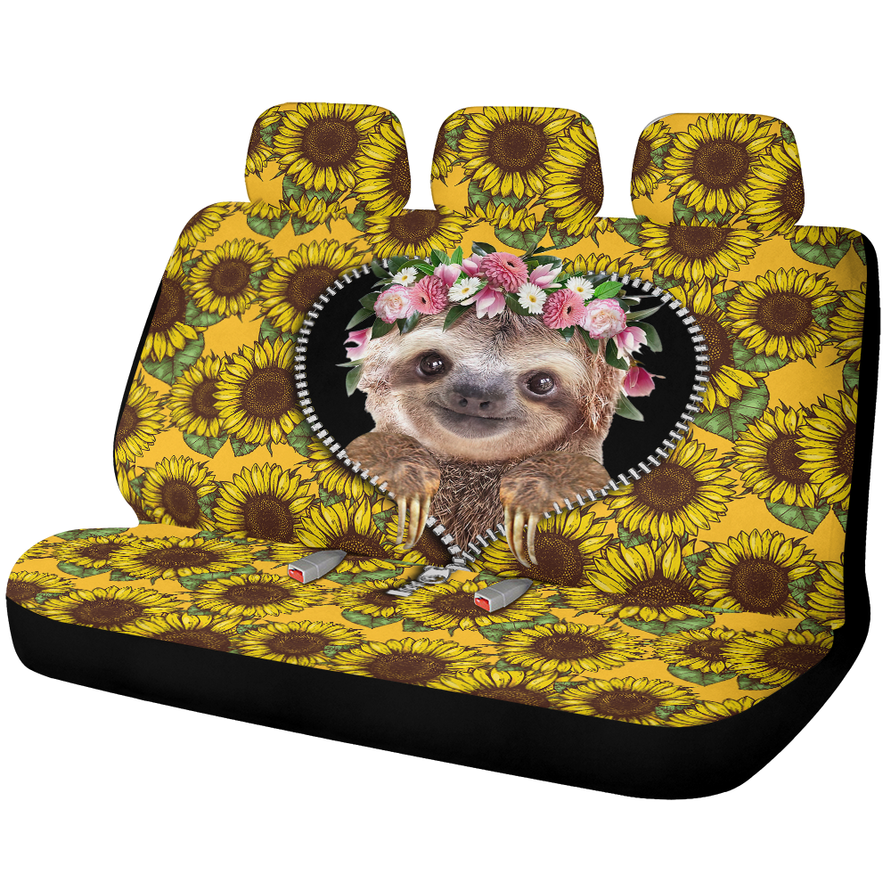 Sloth Zipper Sunflower Car Back Seat Covers Decor Protectors Nearkii