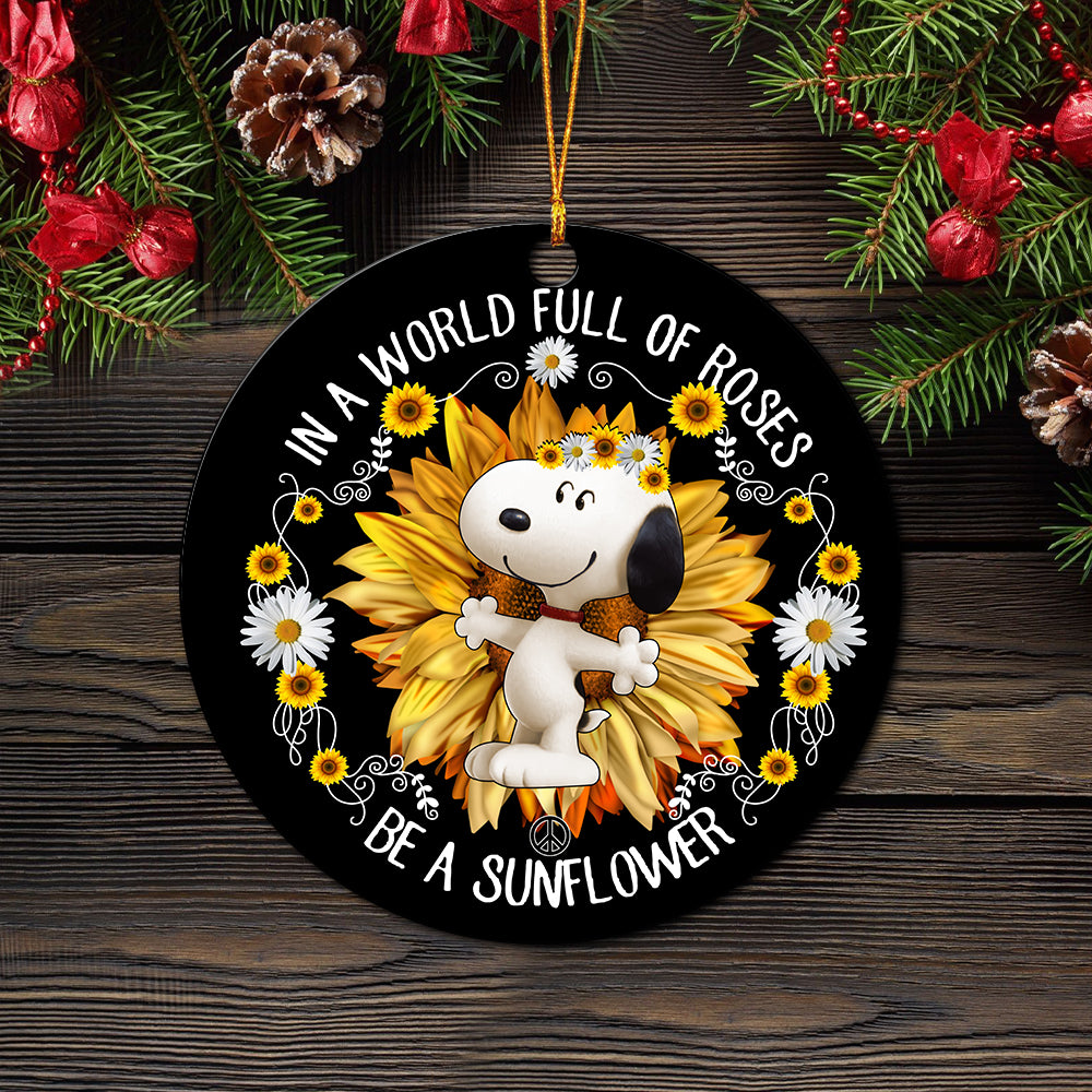 Snoopy In A World Full Of Roses Mica Ornament Perfect Gift For Holiday Nearkii