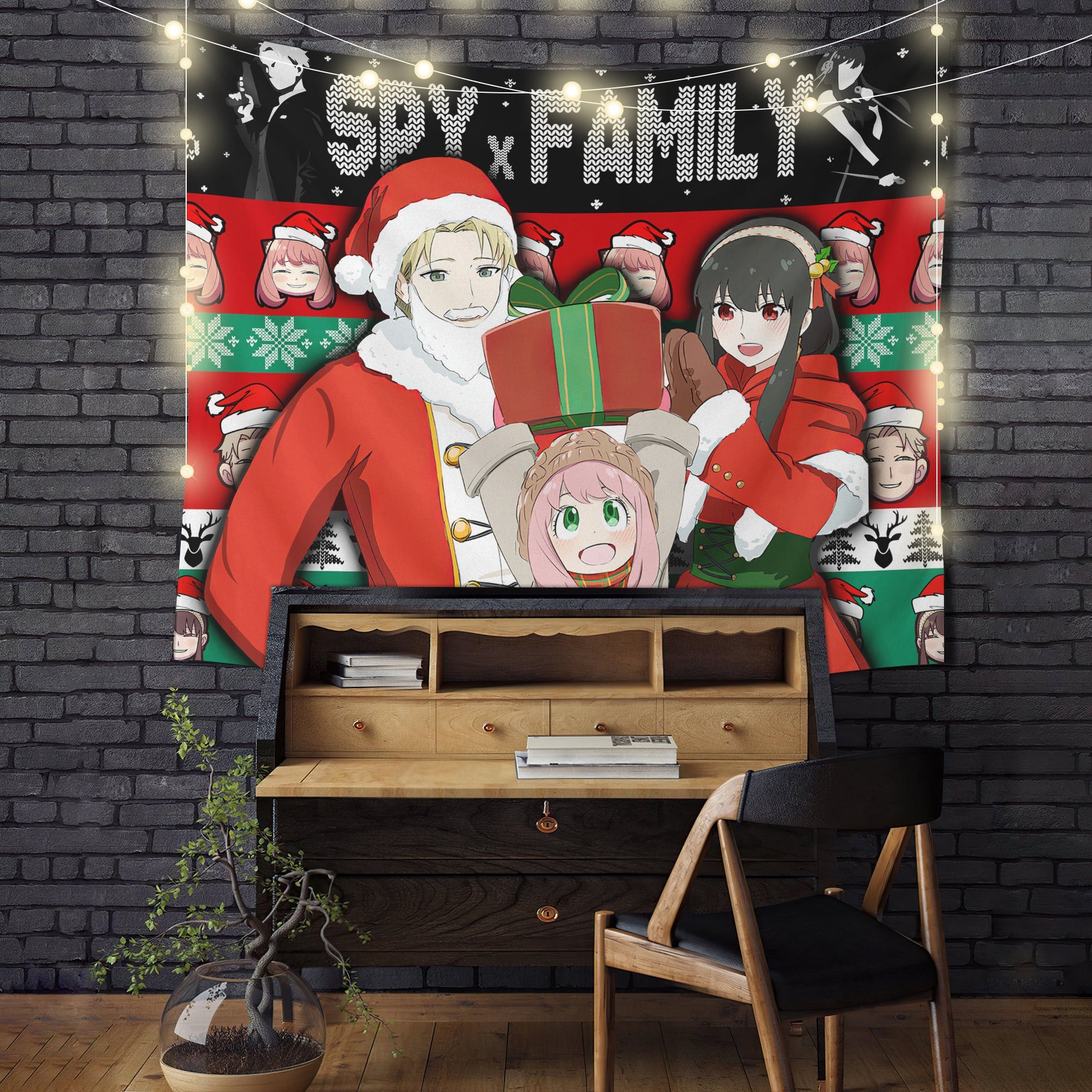 Spy X Family Christmas Tapestry Room Decor Nearkii