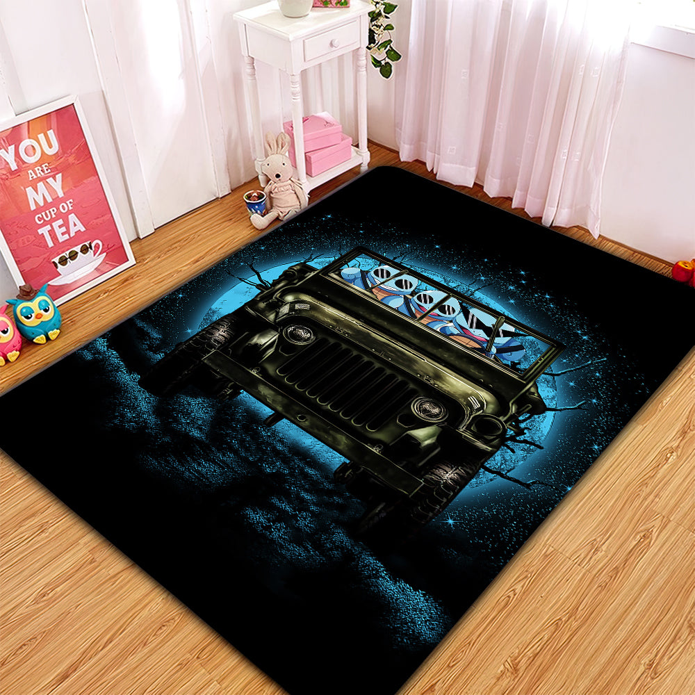 Squirtle Gangster Pokemon Ride Jeep Funny Anime Moonlight Rug Carpet Rug Home Room Decor Nearkii