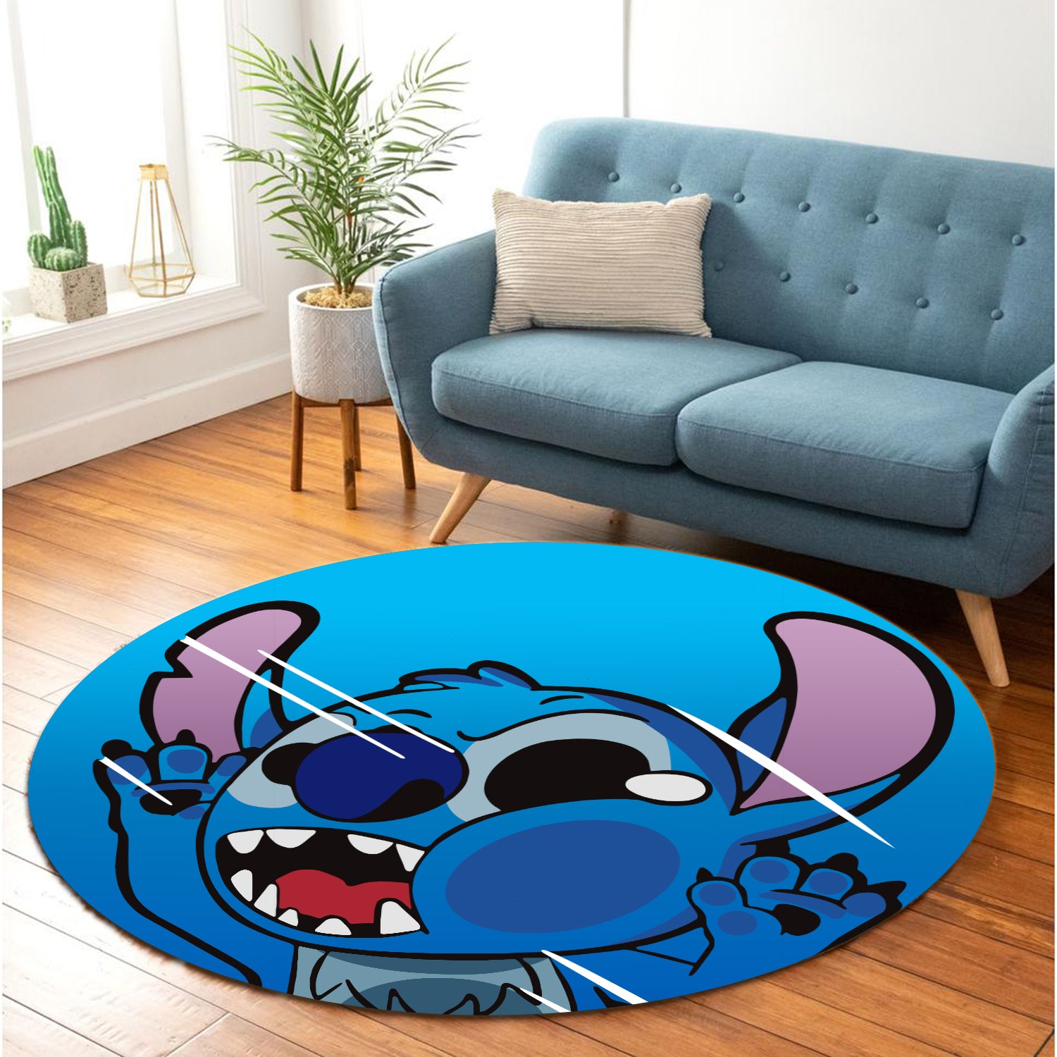 Stitch Funny Round Carpet Rug Bedroom Livingroom Home Decor Nearkii