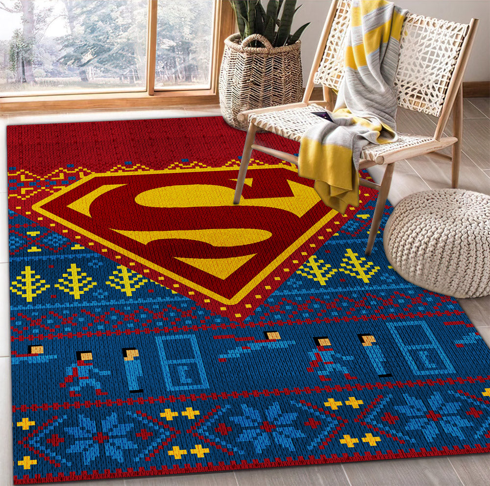 Superman Christmas Rug Carpet Rug Home Room Decor Nearkii