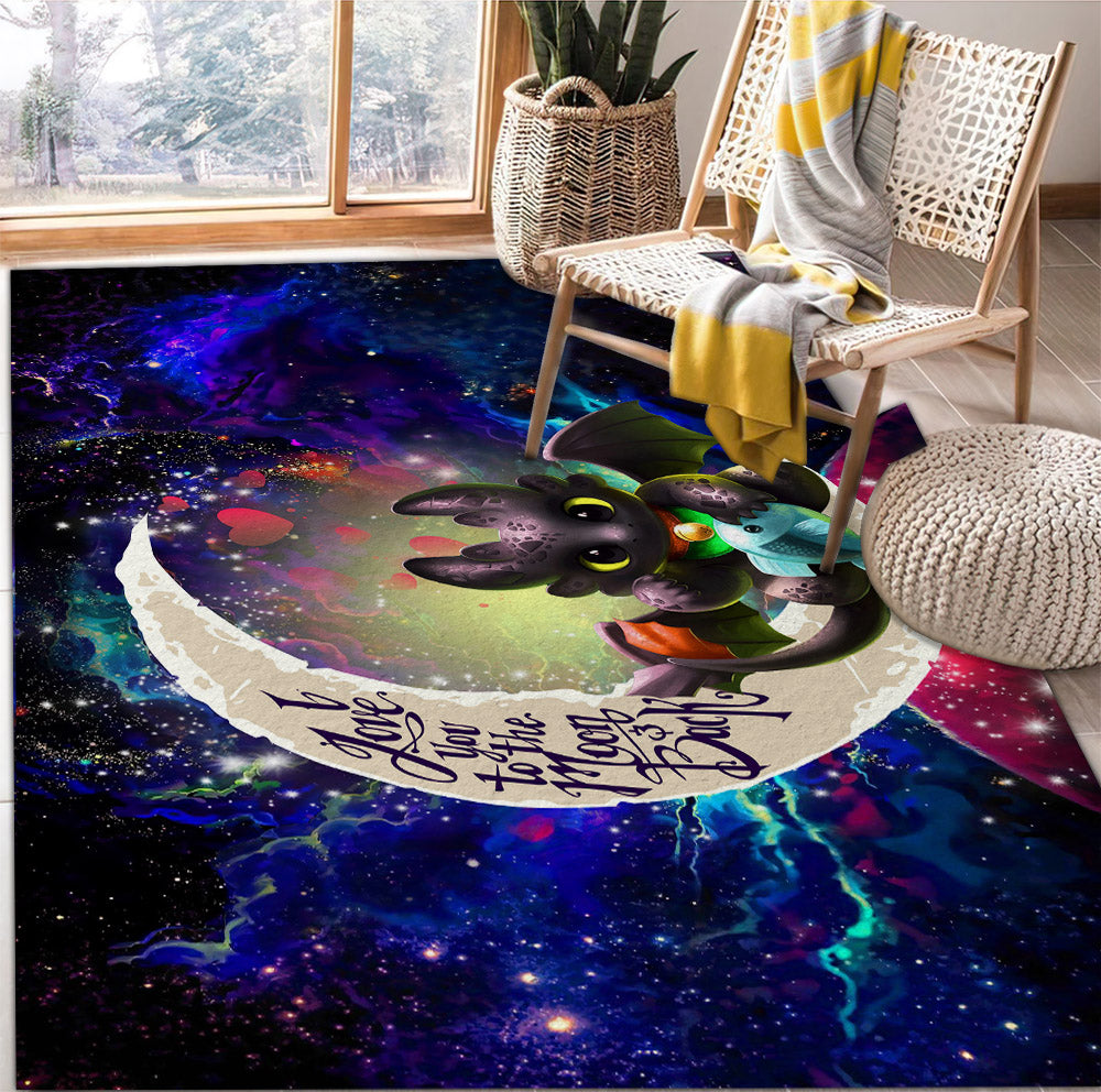 Toothless With Fish Love You To The Moon Galaxy Rug Carpet Rug Home Room Decor Nearkii