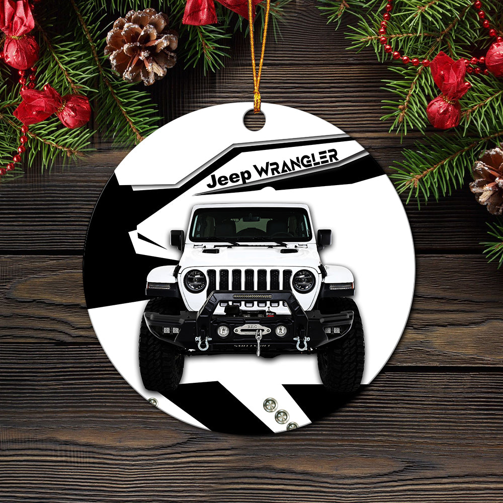 White Jeep Mica Ornament Perfect Gift For Holiday Nearkii