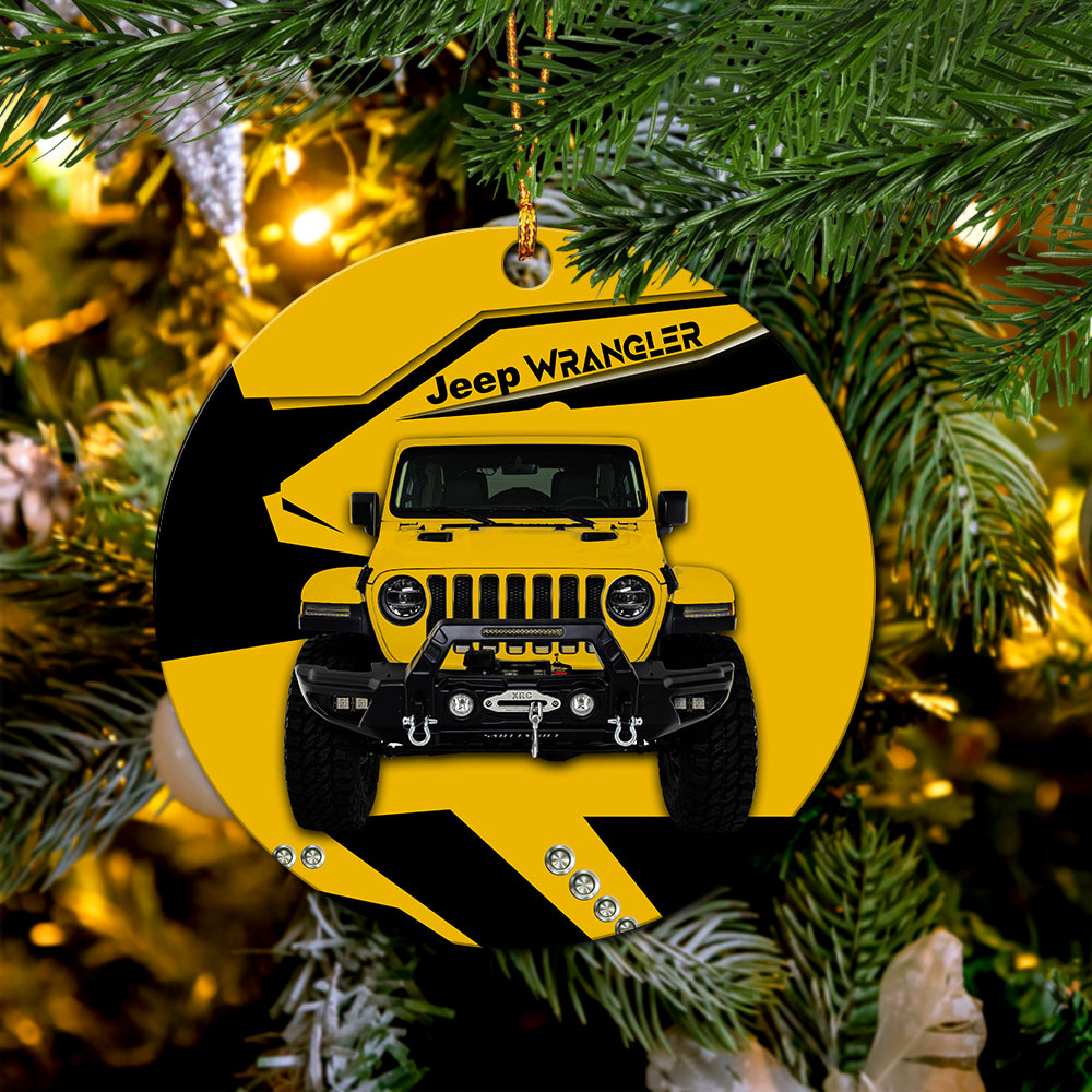 Yellow Jeep Mica Ornament Perfect Gift For Holiday Nearkii