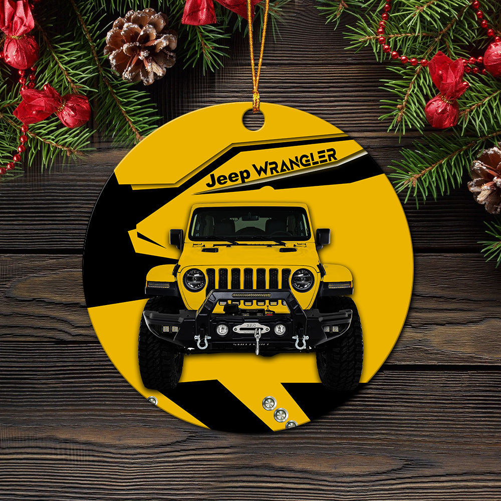 Yellow Jeep Mica Ornament Perfect Gift For Holiday Nearkii
