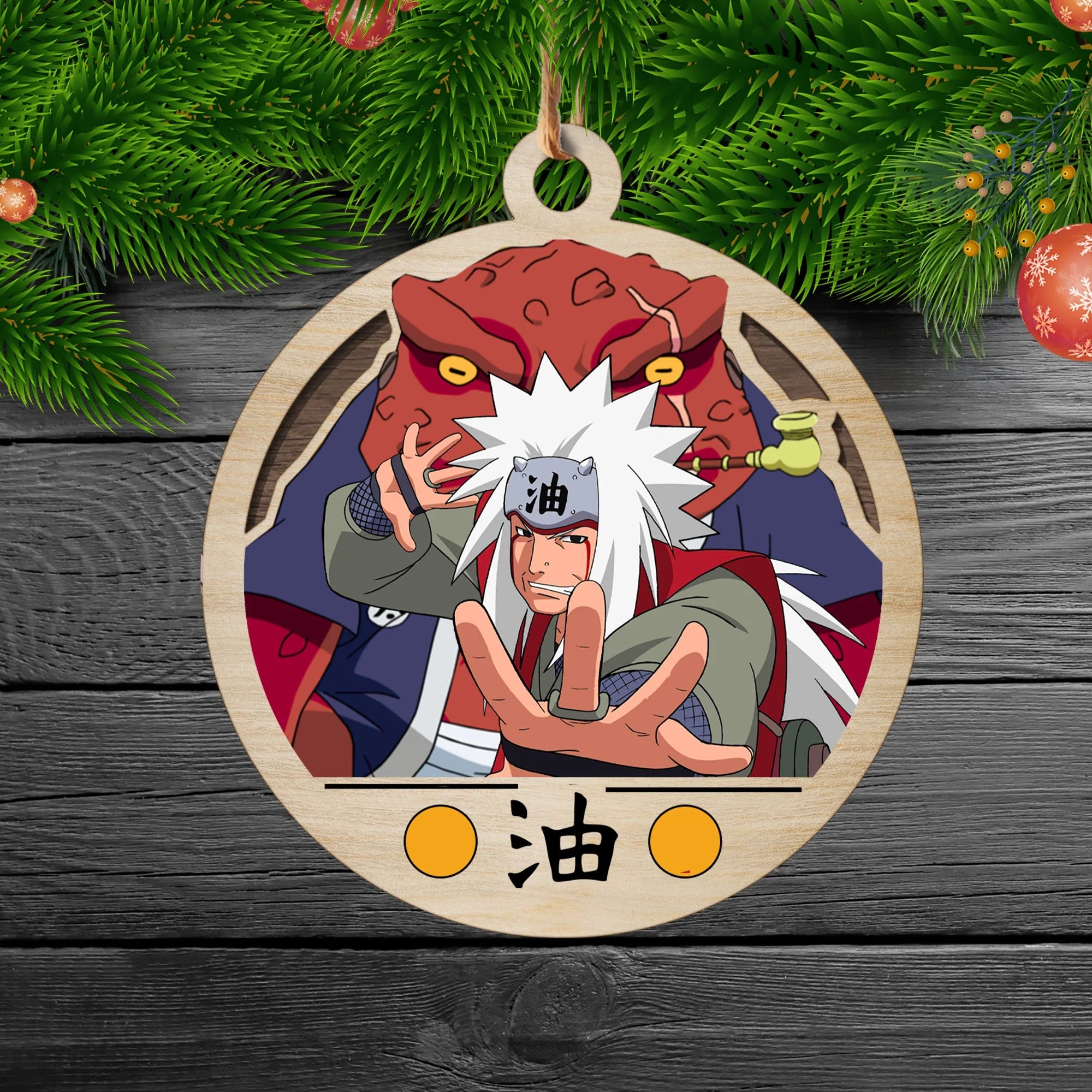 Naruto Jiraiya Christmas Double Layered Colored Wood Ornament Nearkii