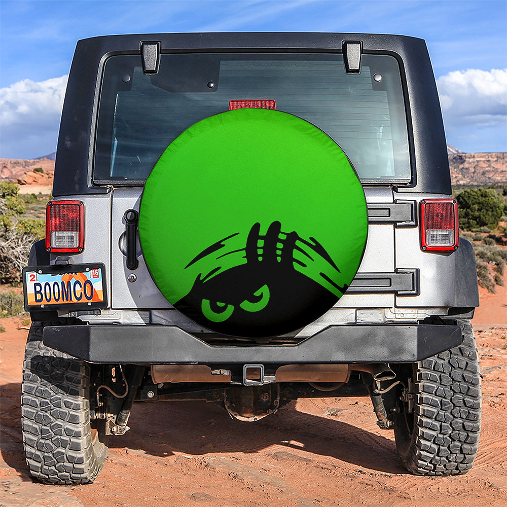 Evil Monster Peeping Peek A Boo Funny Green Jeep Car Spare Tire Covers Gift For Campers Nearkii