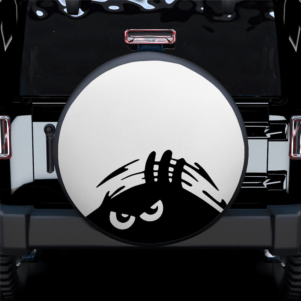 Evil Monster Peeping Peek A Boo Funny White Jeep Car Spare Tire Covers Gift For Campers Nearkii