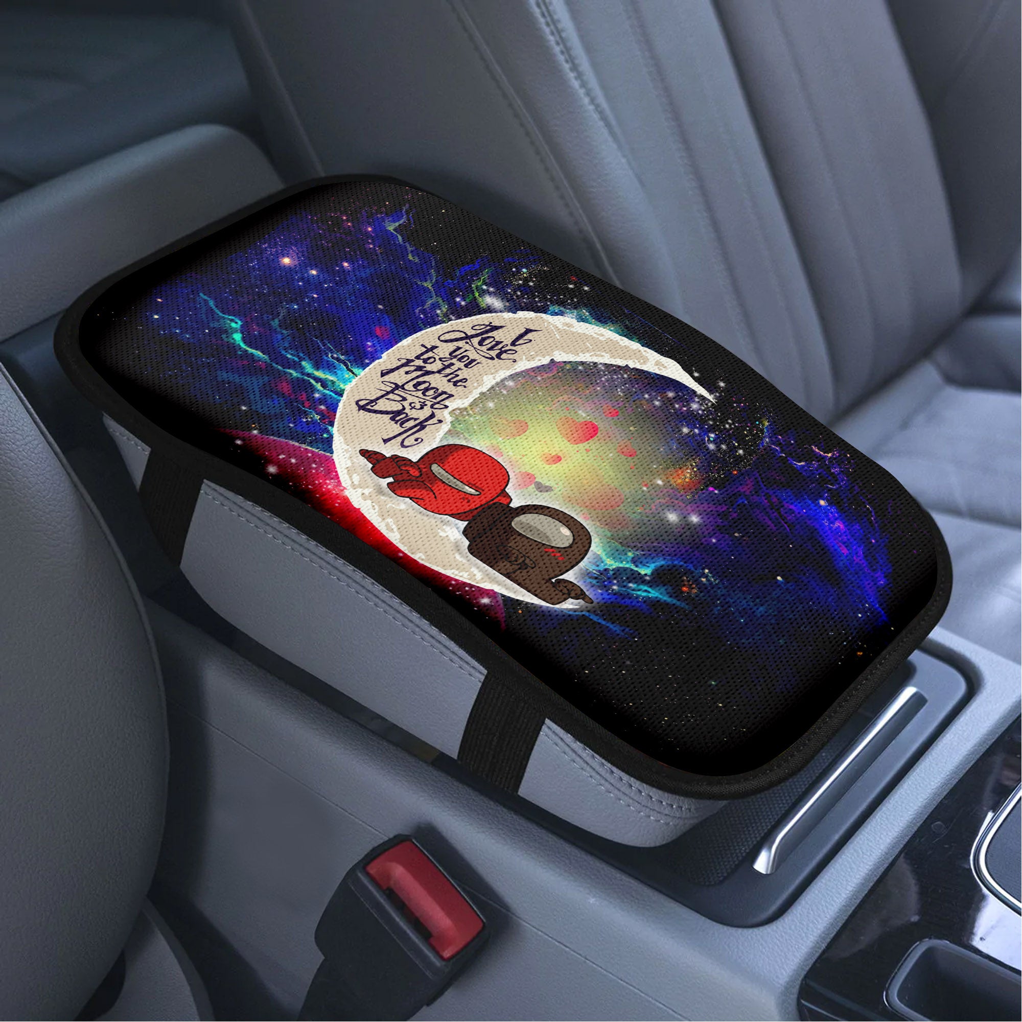Among Us Couple Love To Moon Back Galaxy Premium Custom Armrest Center Console Cover Car Accessories Nearkii