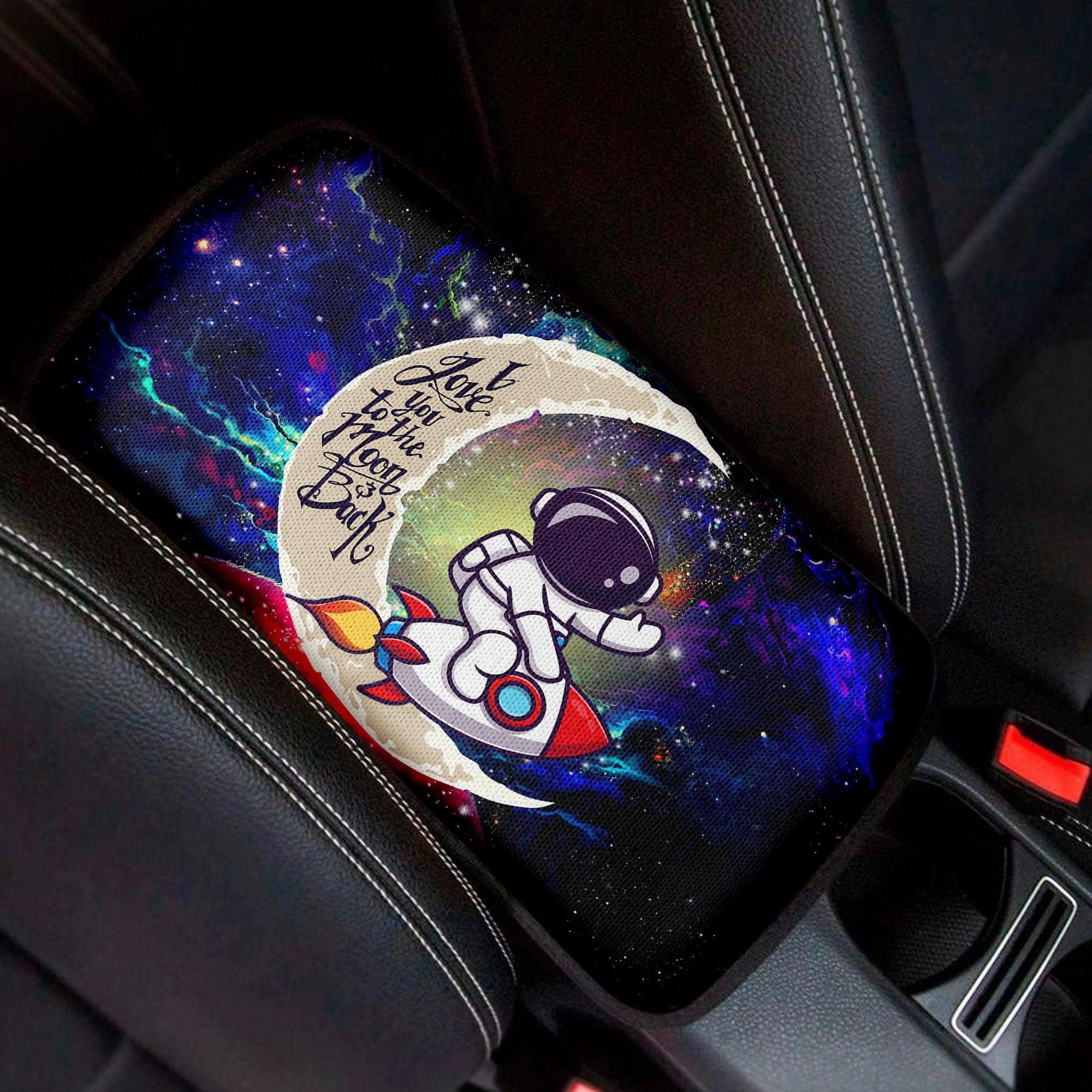 Astronaut Chibi Love To Moon Back Galaxy Premium Custom Armrest Center Console Cover Car Accessories Nearkii