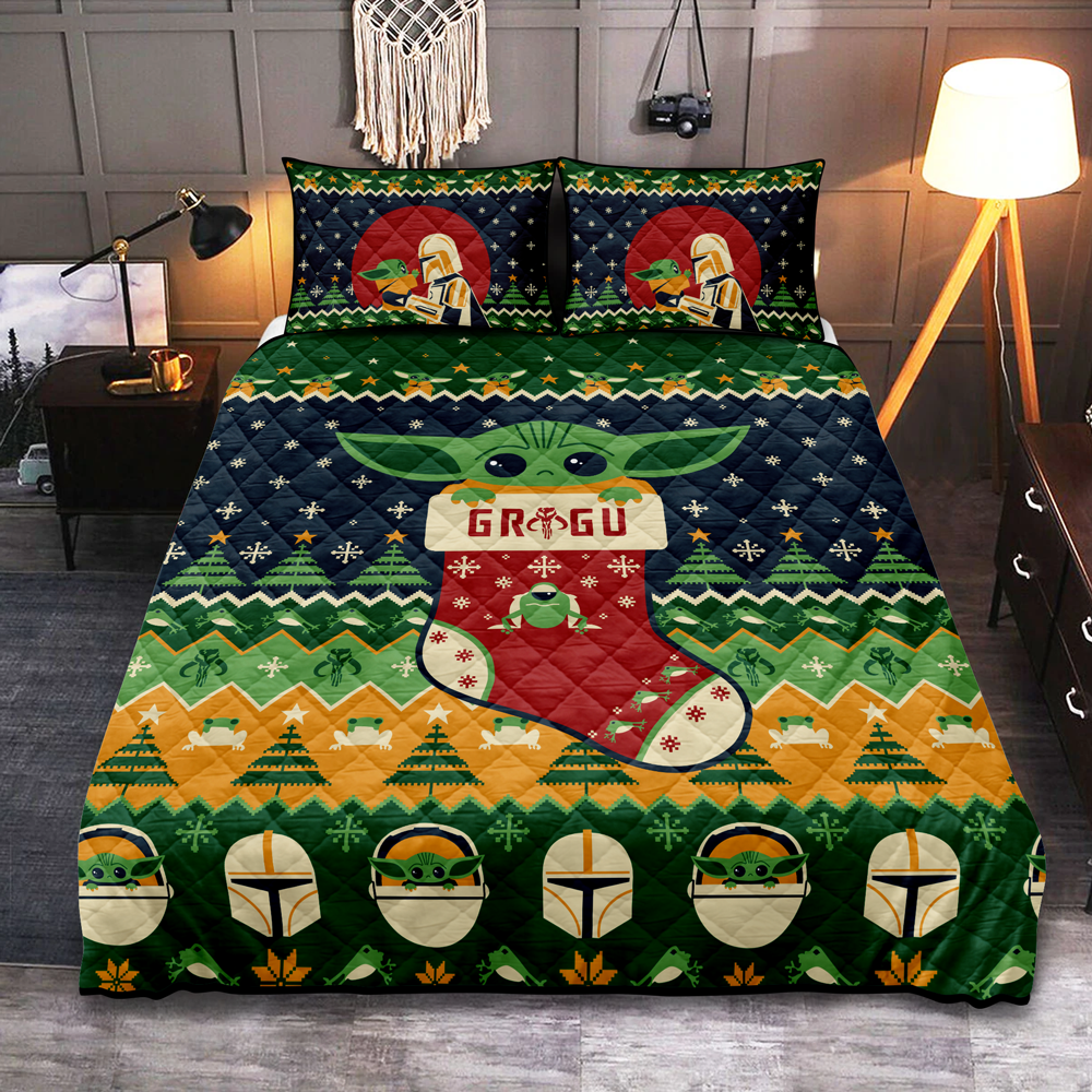 Baby Yoda Christmas Quilt Bed Sets Nearkii