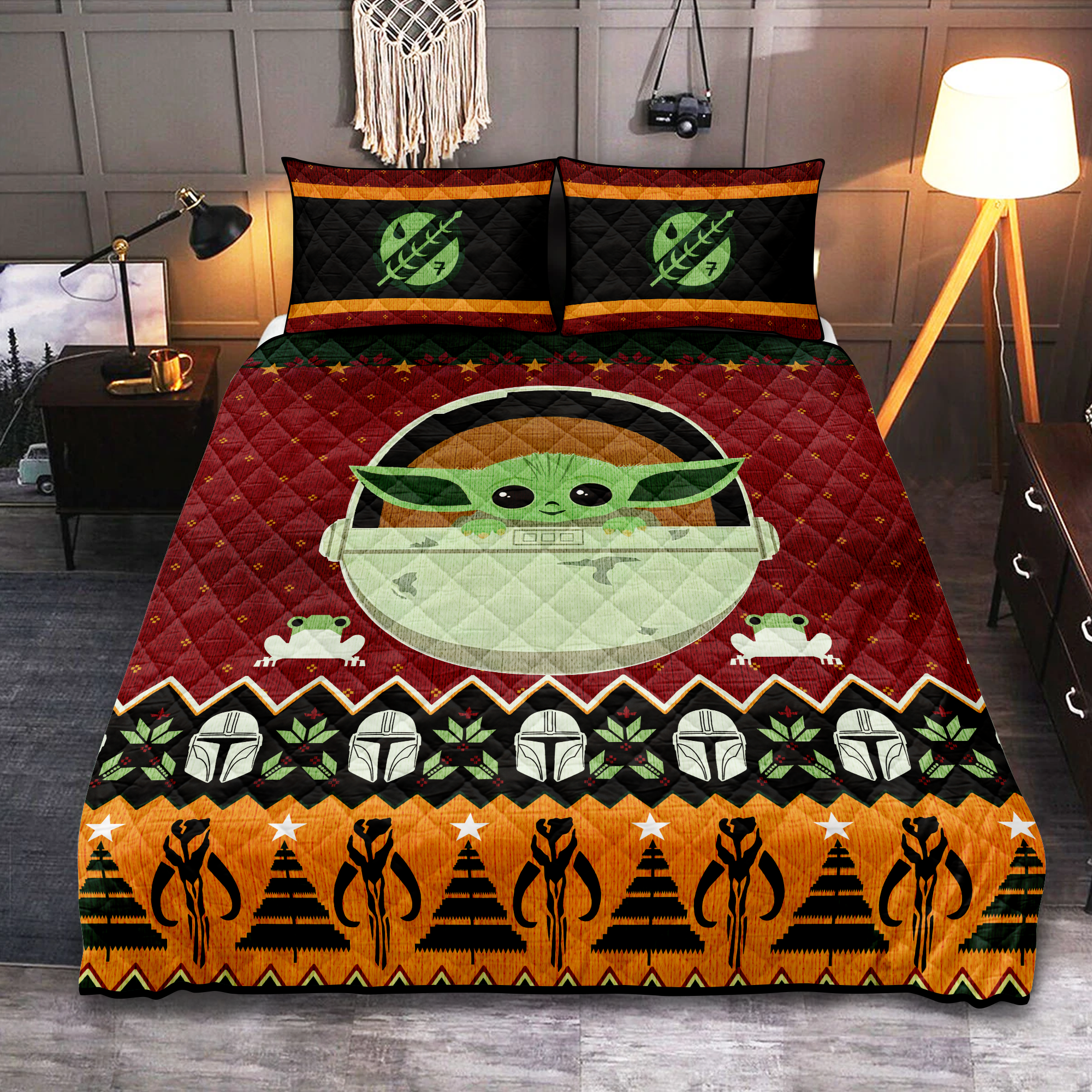 Baby Yoda Cute Christmas Quilt Bed Sets Nearkii