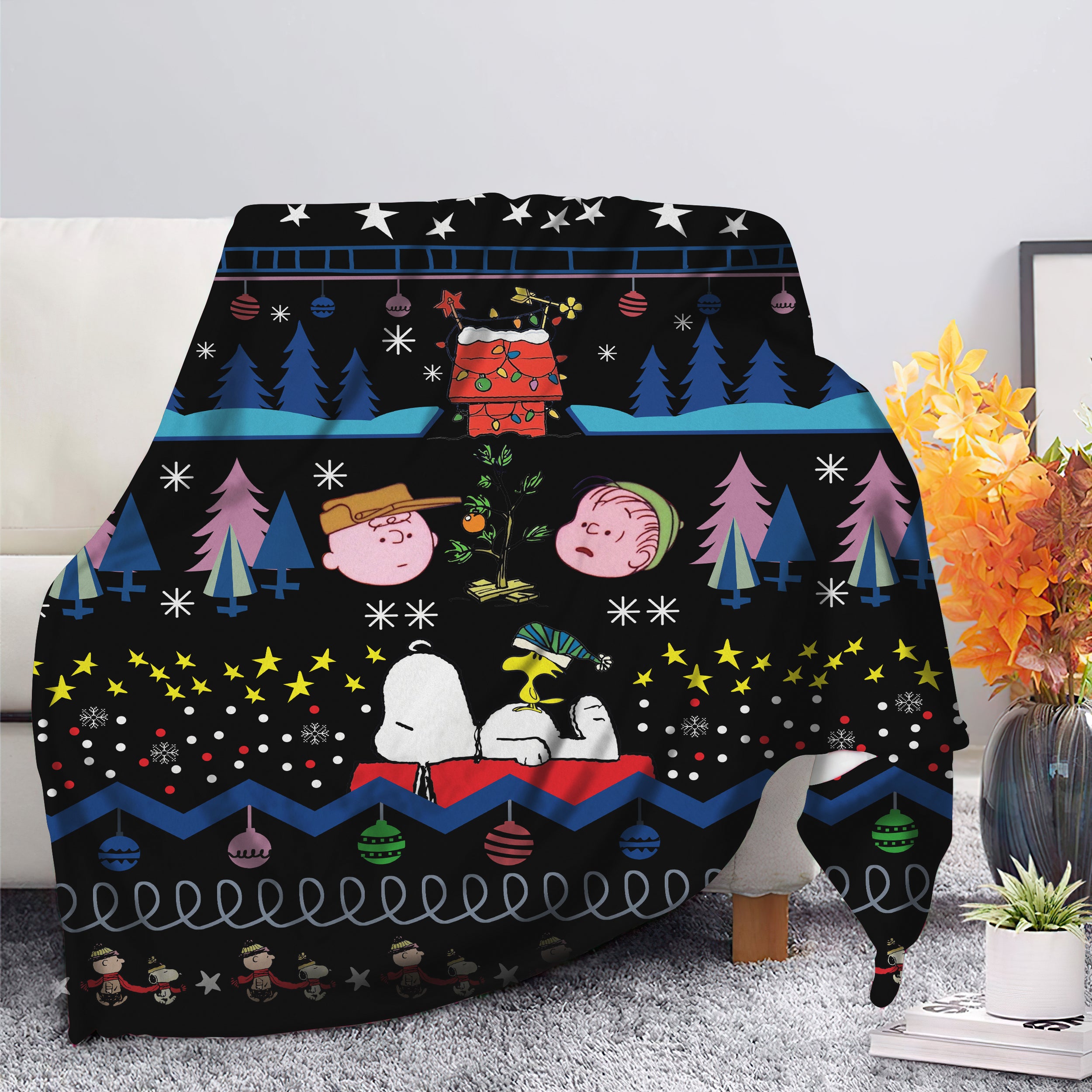 Black Snoopy Christmas Premium Blanket Nearkii