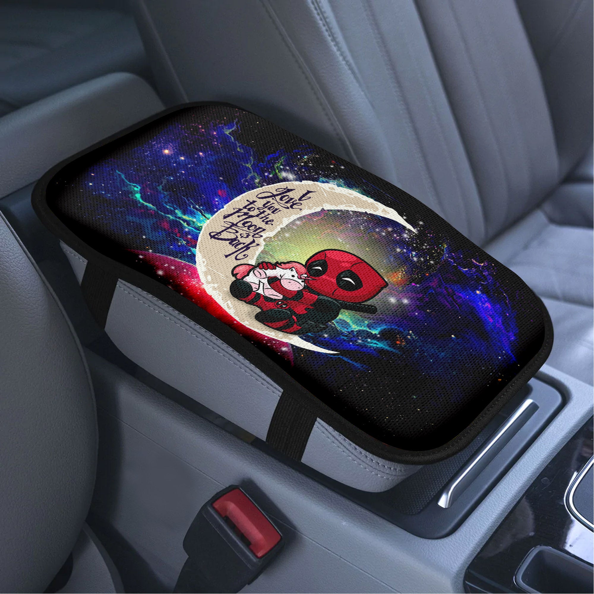 Chibi Deadpool Unicorn Toy Love To Moon Back Galaxy Premium Custom Armrest Center Console Cover Car Accessories Nearkii