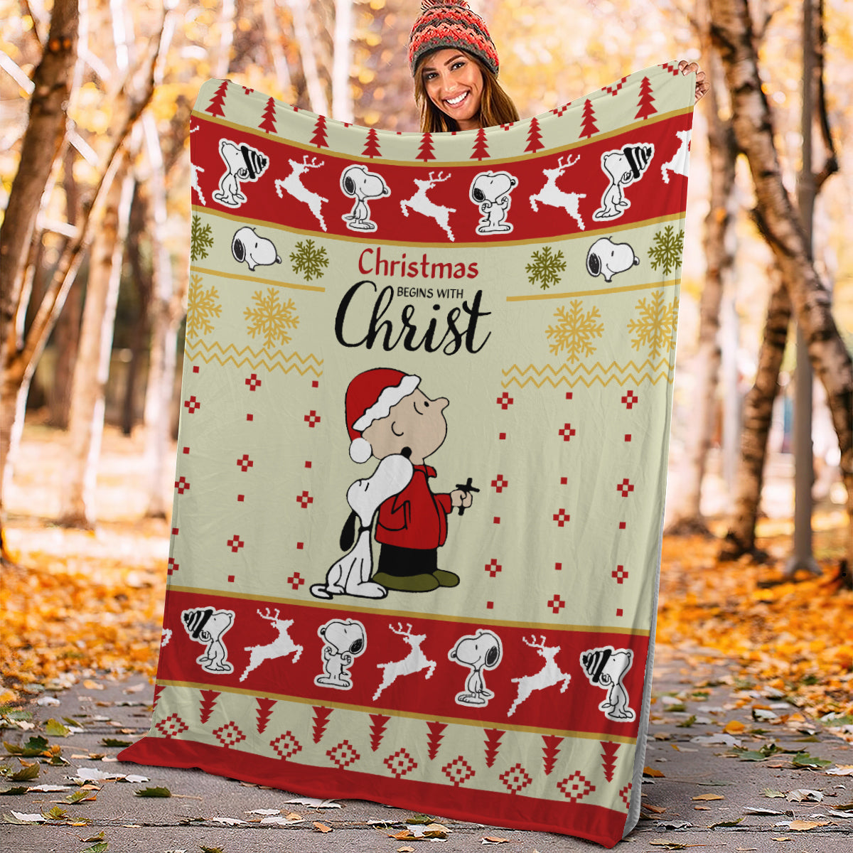 Christmas Begin With Christ Snoopy Christmas Premium Blanket Nearkii