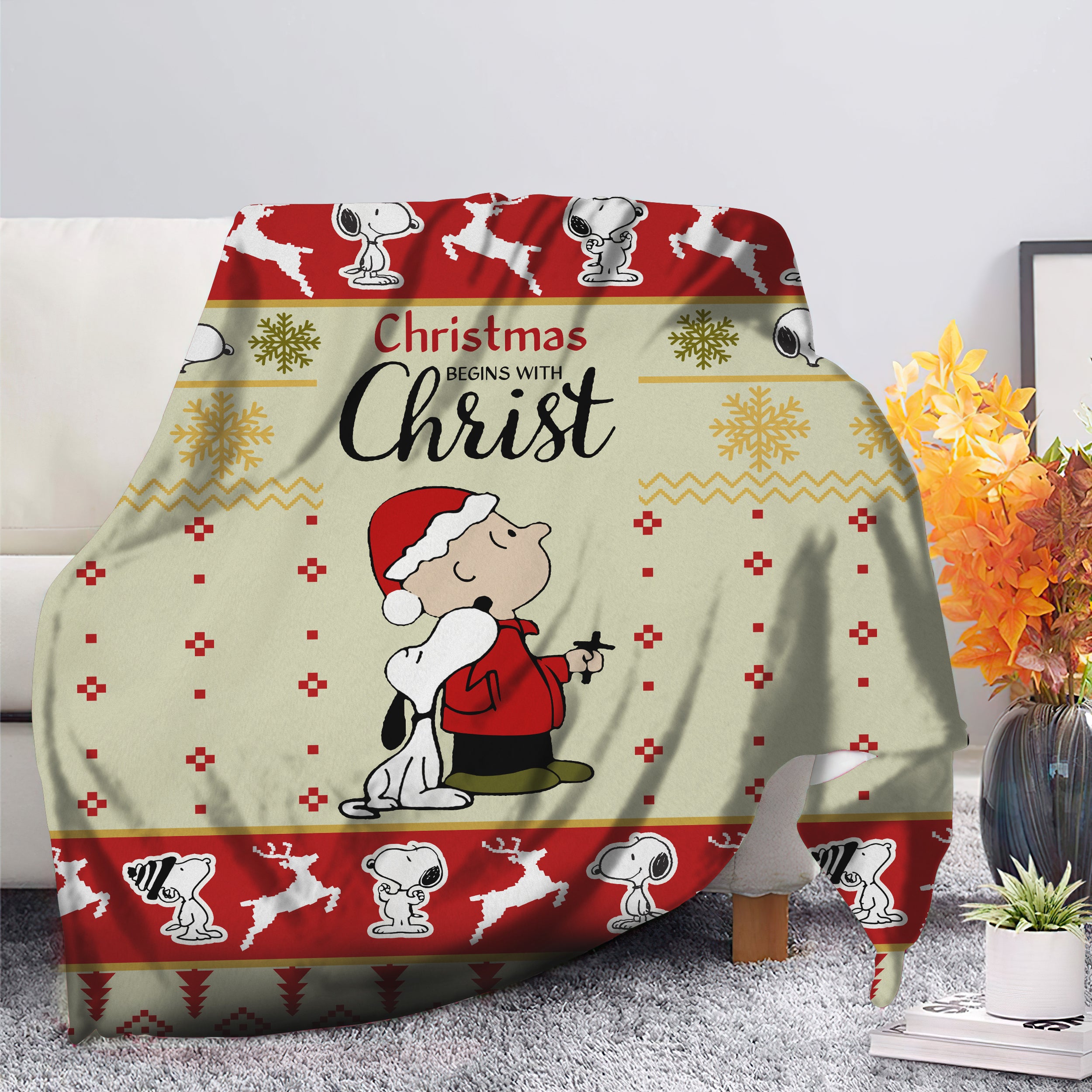 Christmas Begin With Christ Snoopy Christmas Premium Blanket Nearkii