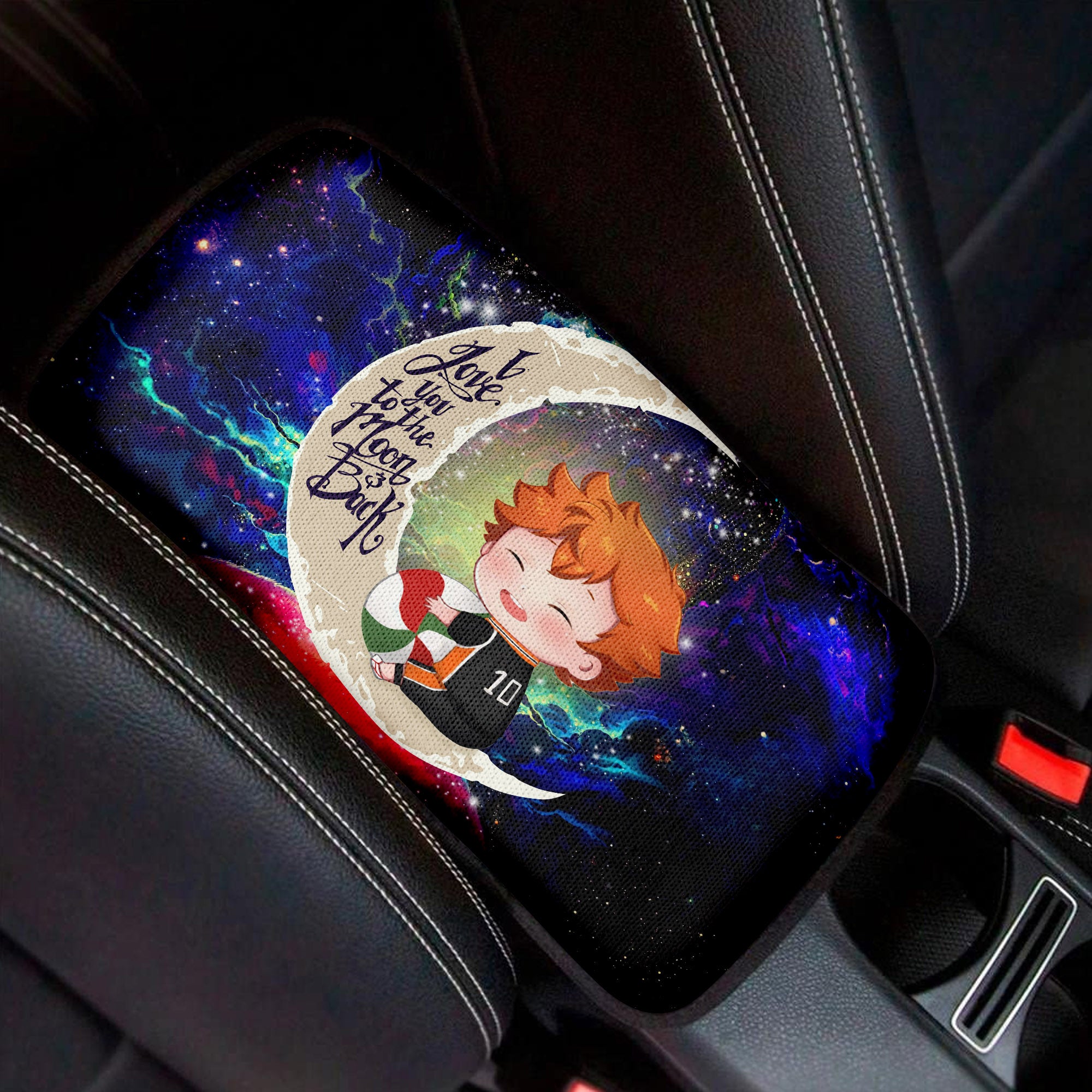 Cute Hinata Haikyuu Love To Moon Back Galaxy Premium Custom Armrest Center Console Cover Car Accessories Nearkii
