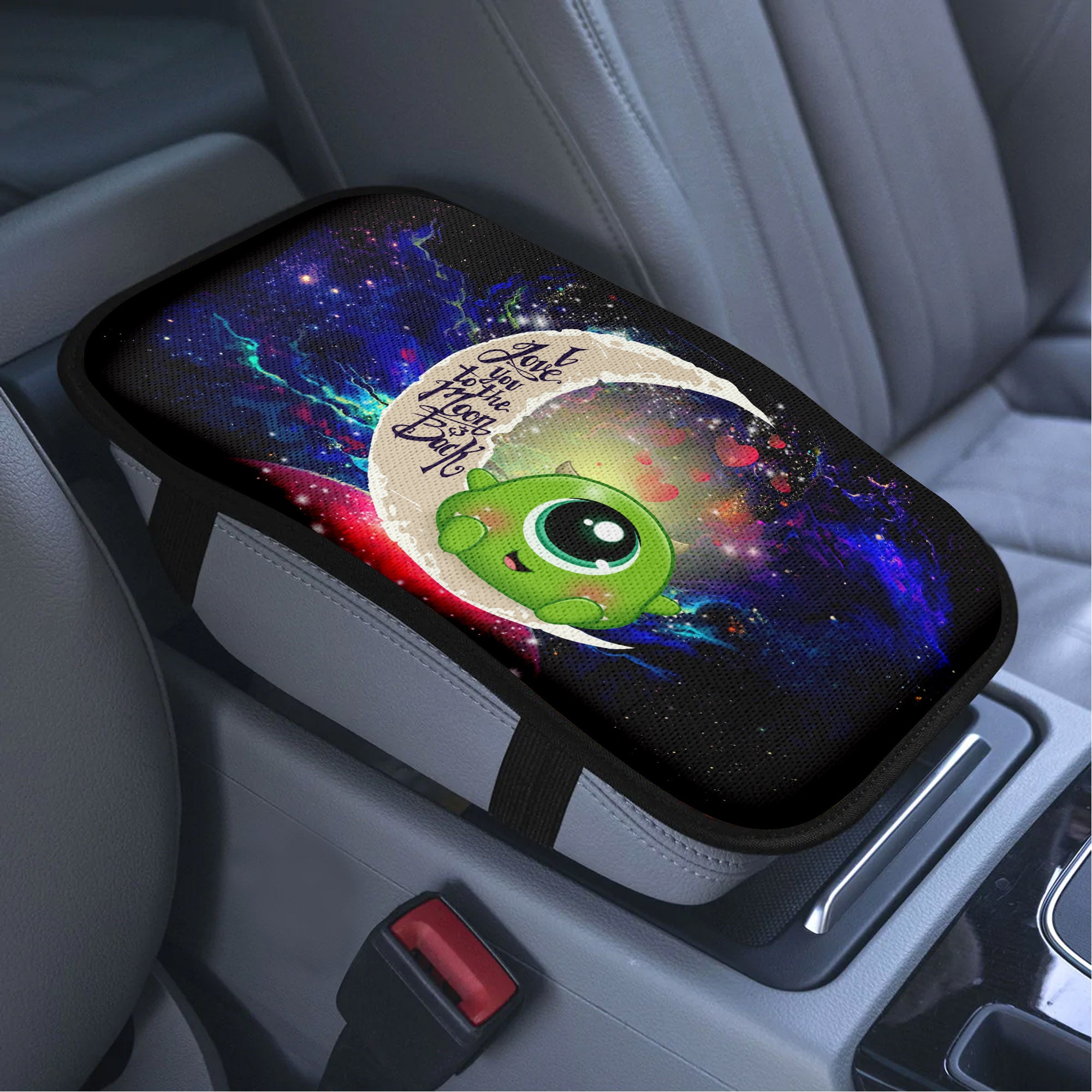 Cute Mike Monster Inc Love To Moon Back Galaxy Premium Custom Armrest Center Console Cover Car Accessories Nearkii