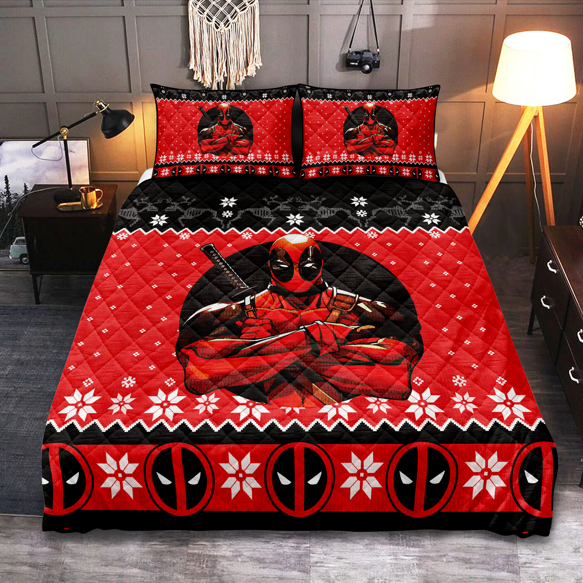 Deadpool Christmas Quilt Bed Sets Nearkii