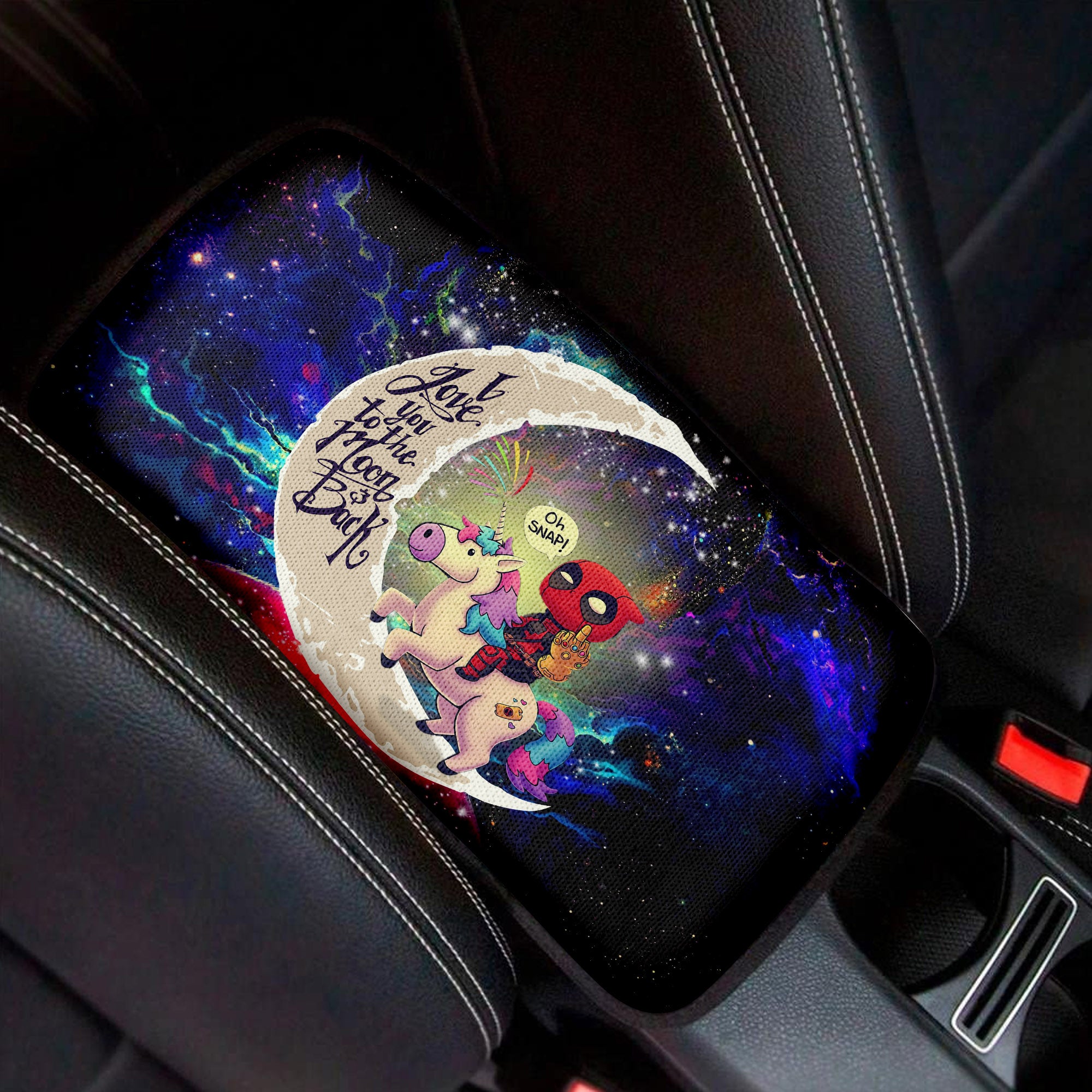 Deadpool Unicorn Love To Moon Back Galaxy Premium Custom Armrest Center Console Cover Car Accessories Nearkii